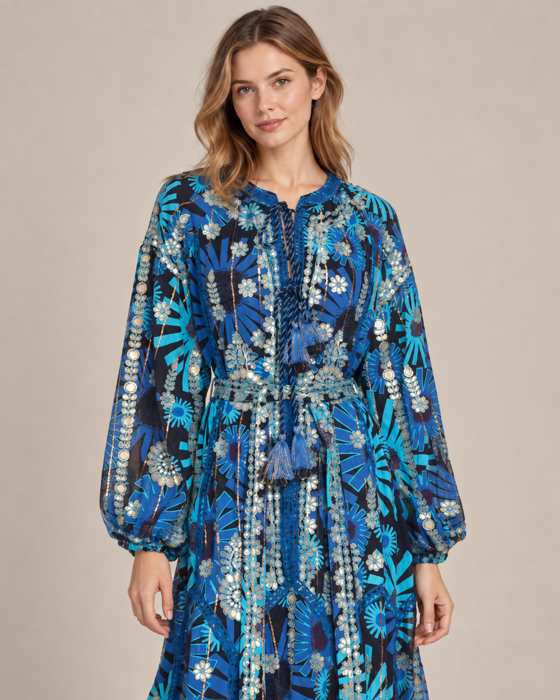Women’s Hand-Embroidered Long Dress - Fikra