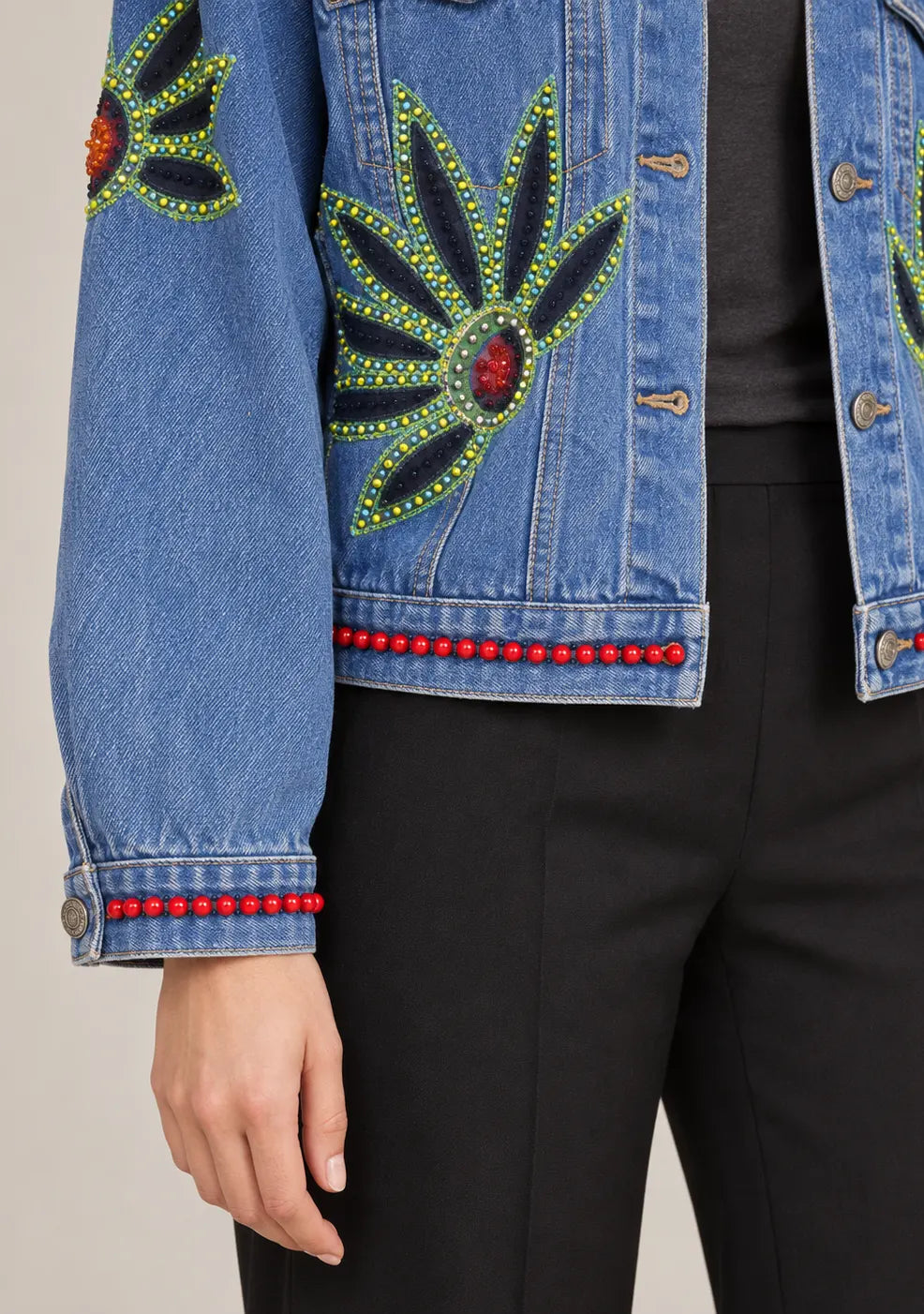 Women’s Cotton Denim Jacket with Hand-Embroidered - Lovis