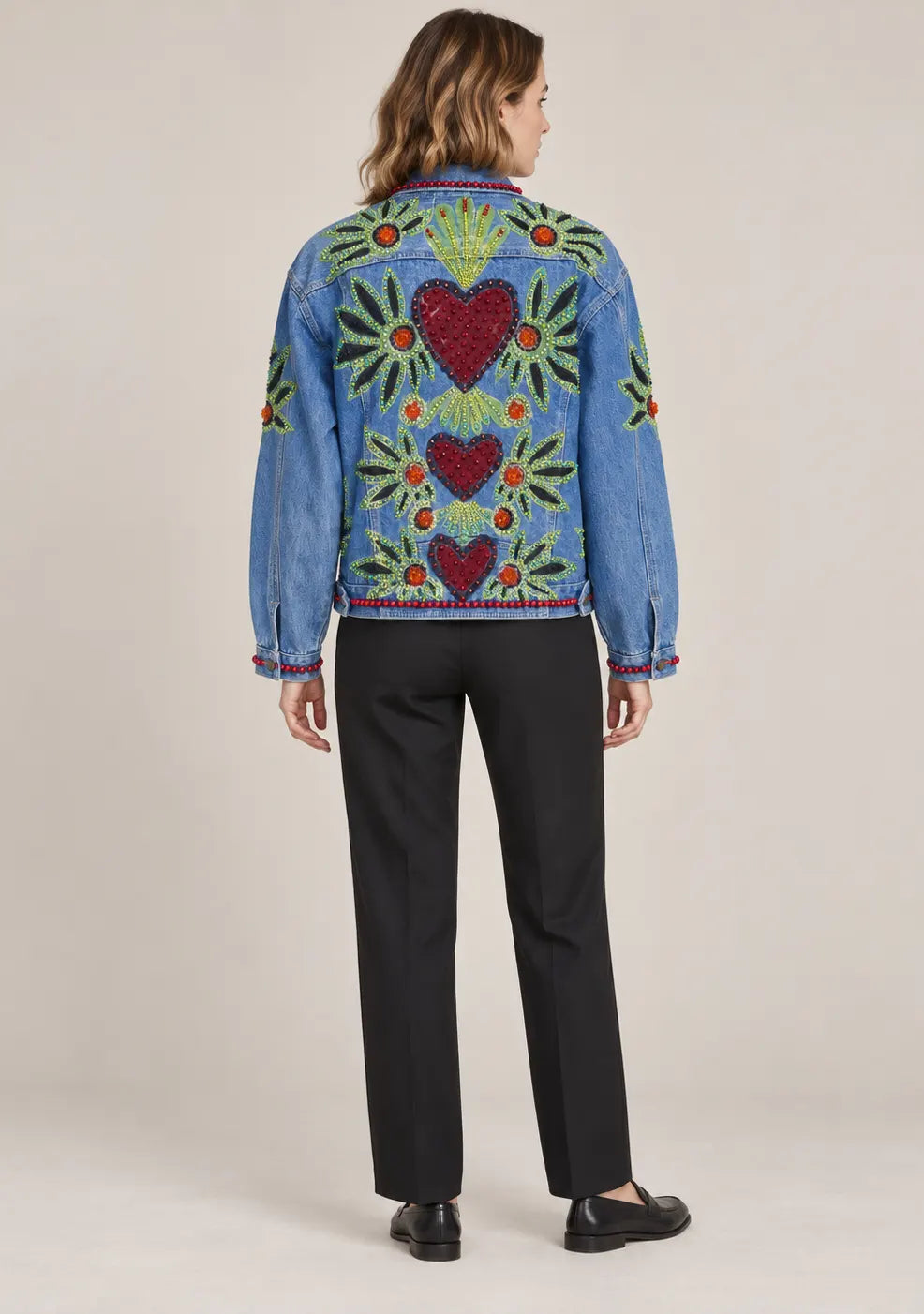 Women’s Cotton Denim Jacket with Hand-Embroidered - Lovis