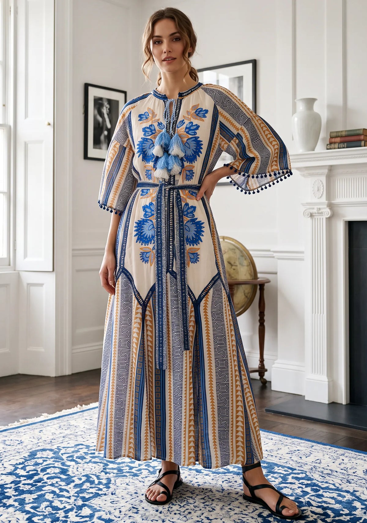 Women’s 100% Cotton Printed Long Dress - Zafira