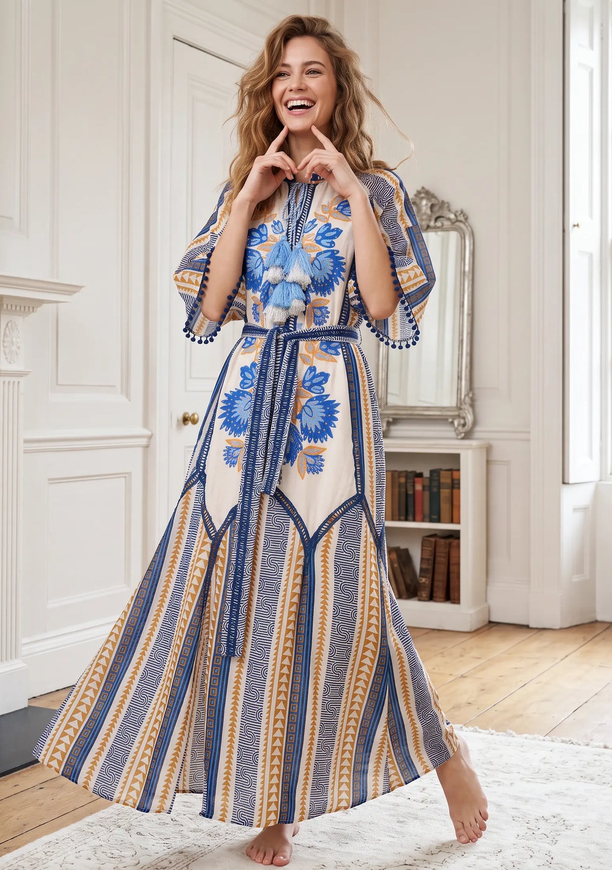 Women’s 100% Cotton Printed Long Dress - Zafira