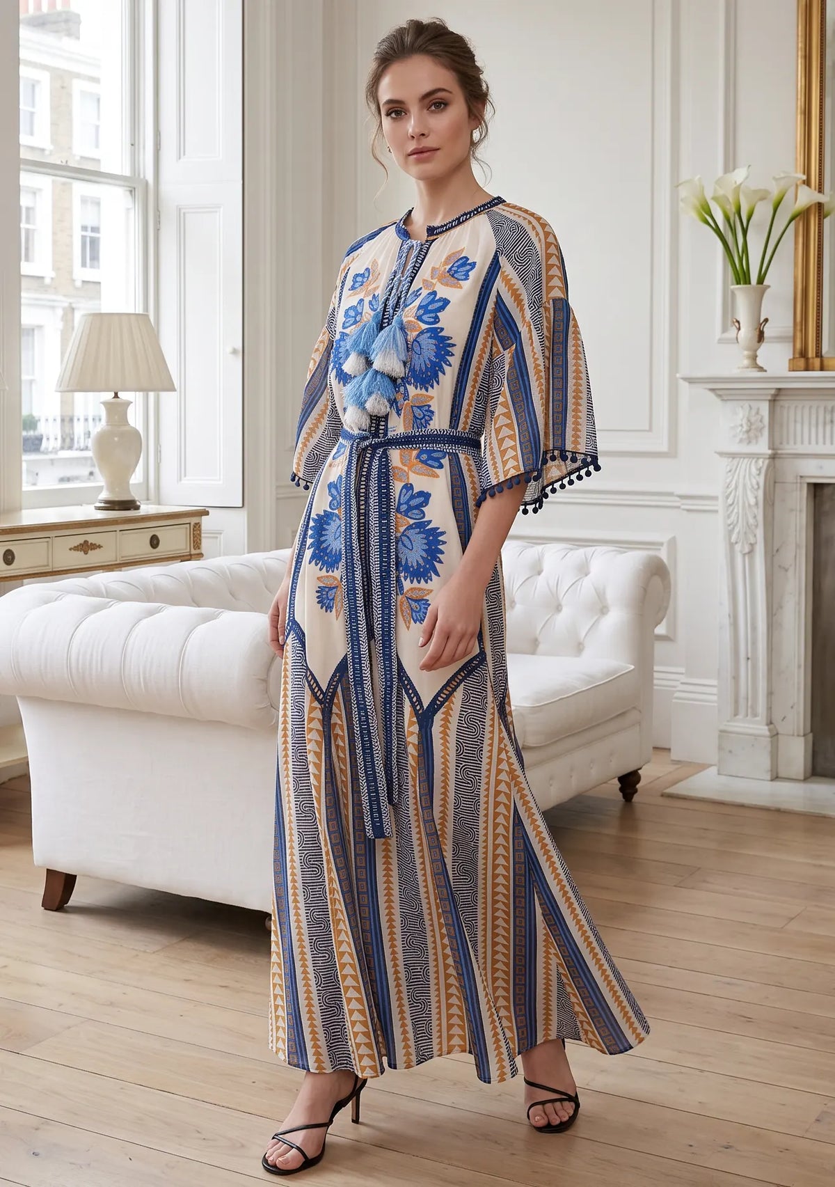 Women’s 100% Cotton Printed Long Dress - Zafira