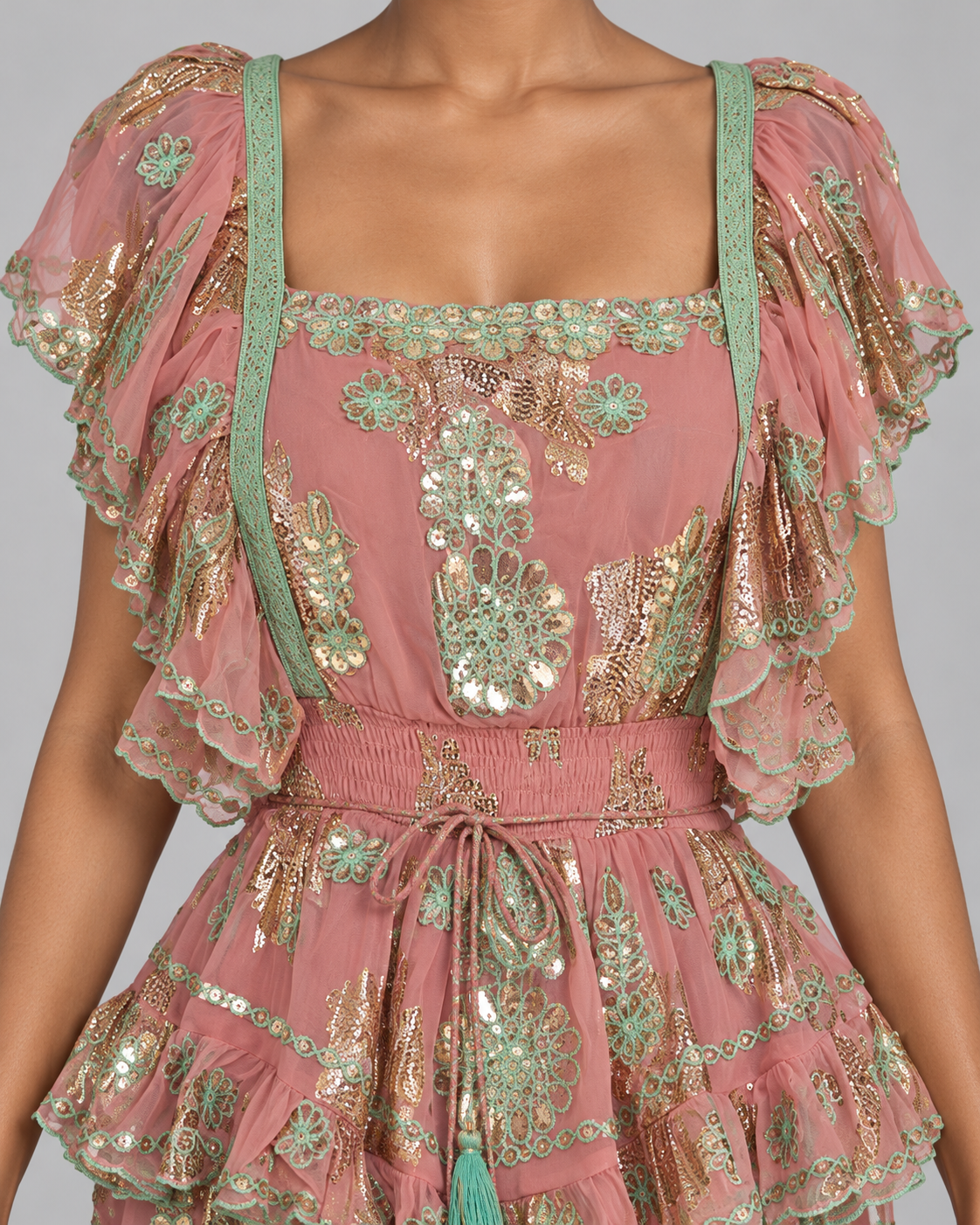 Faiza Embroidered Skirt Blouse Set with High-Low Hem | ibBan