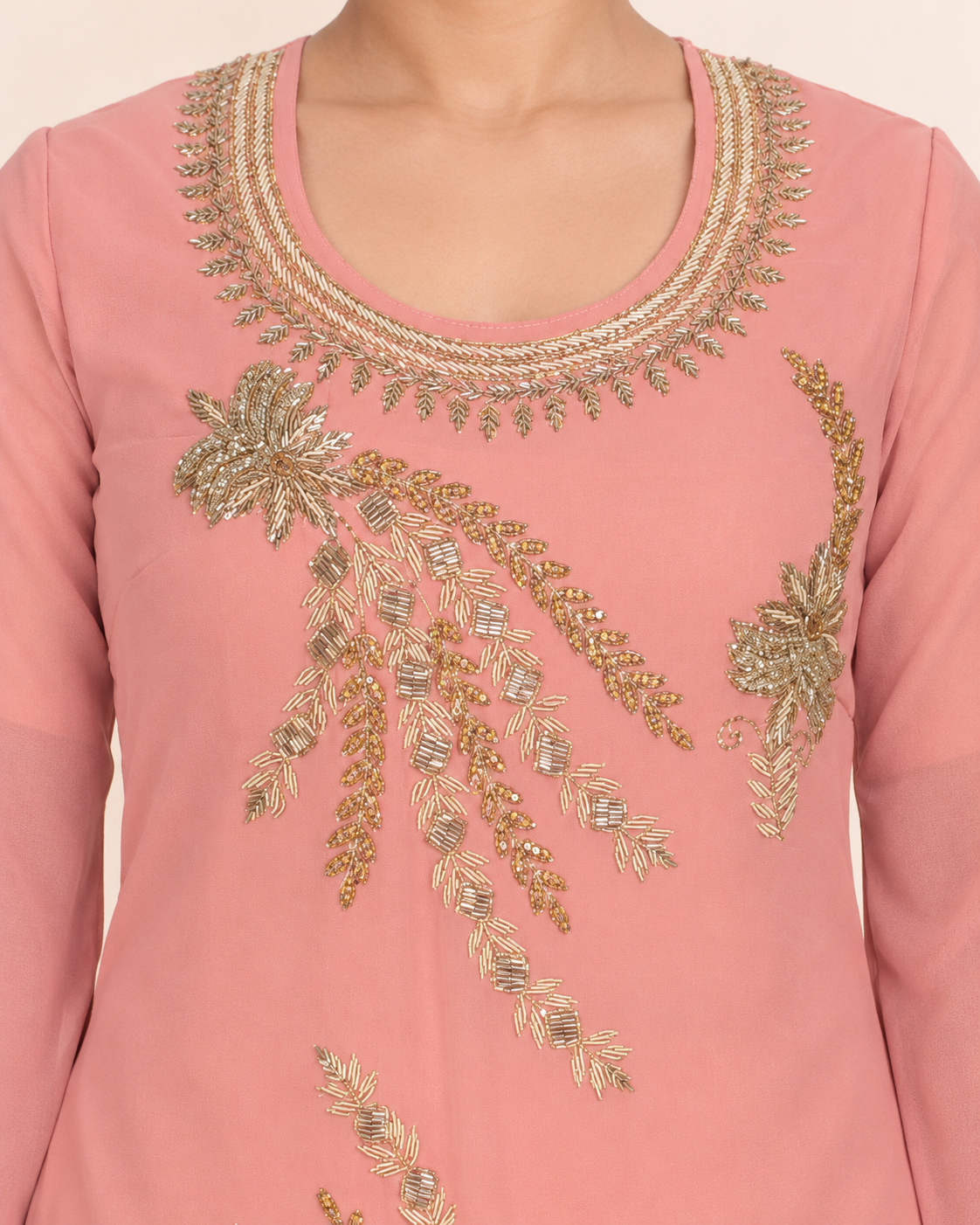Kisa Blush Pink Embroidered Suit with Dupatta | ibBan