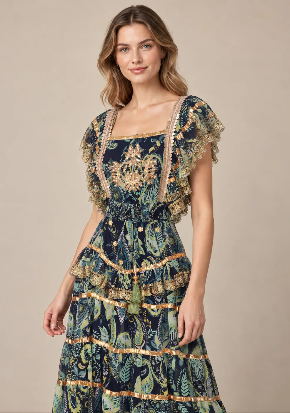 Women’s Cotton Georgette Embroidered  Dress - Huma