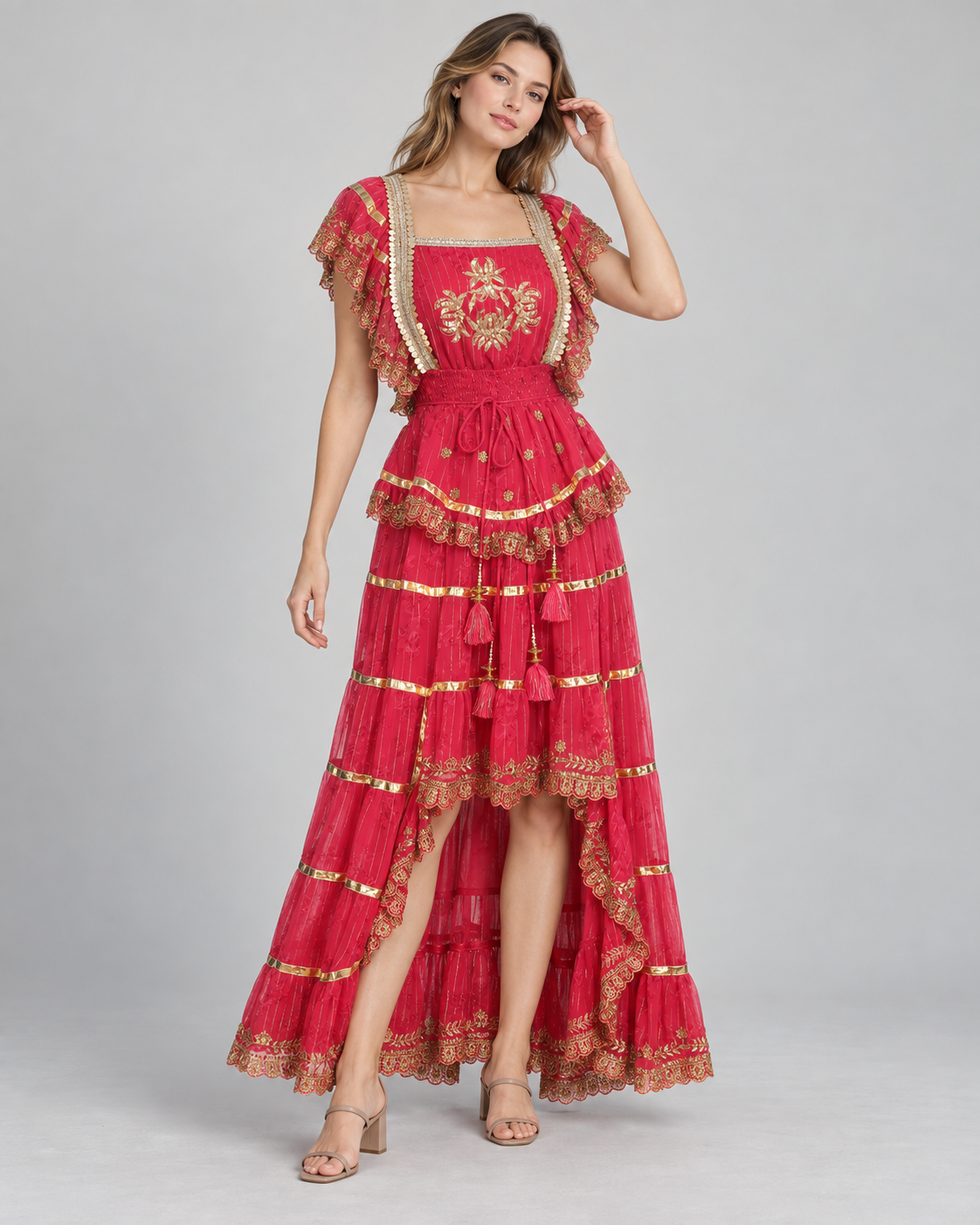 Women’s Cotton Lurex Long Maxi Dress - Anaab