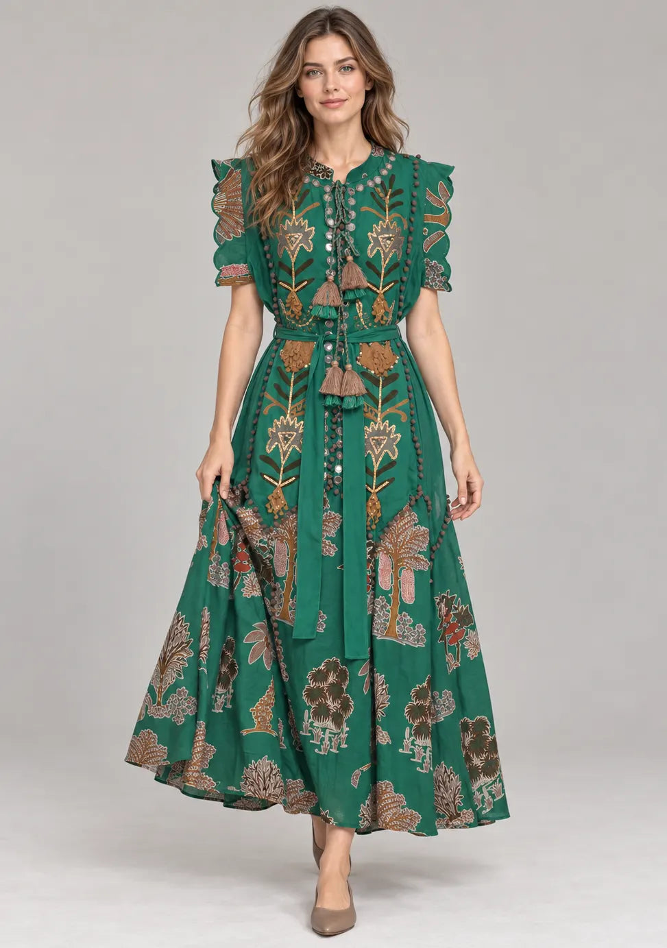 Women’s Maxi Dress with Hand Embroidery - Ruzaan
