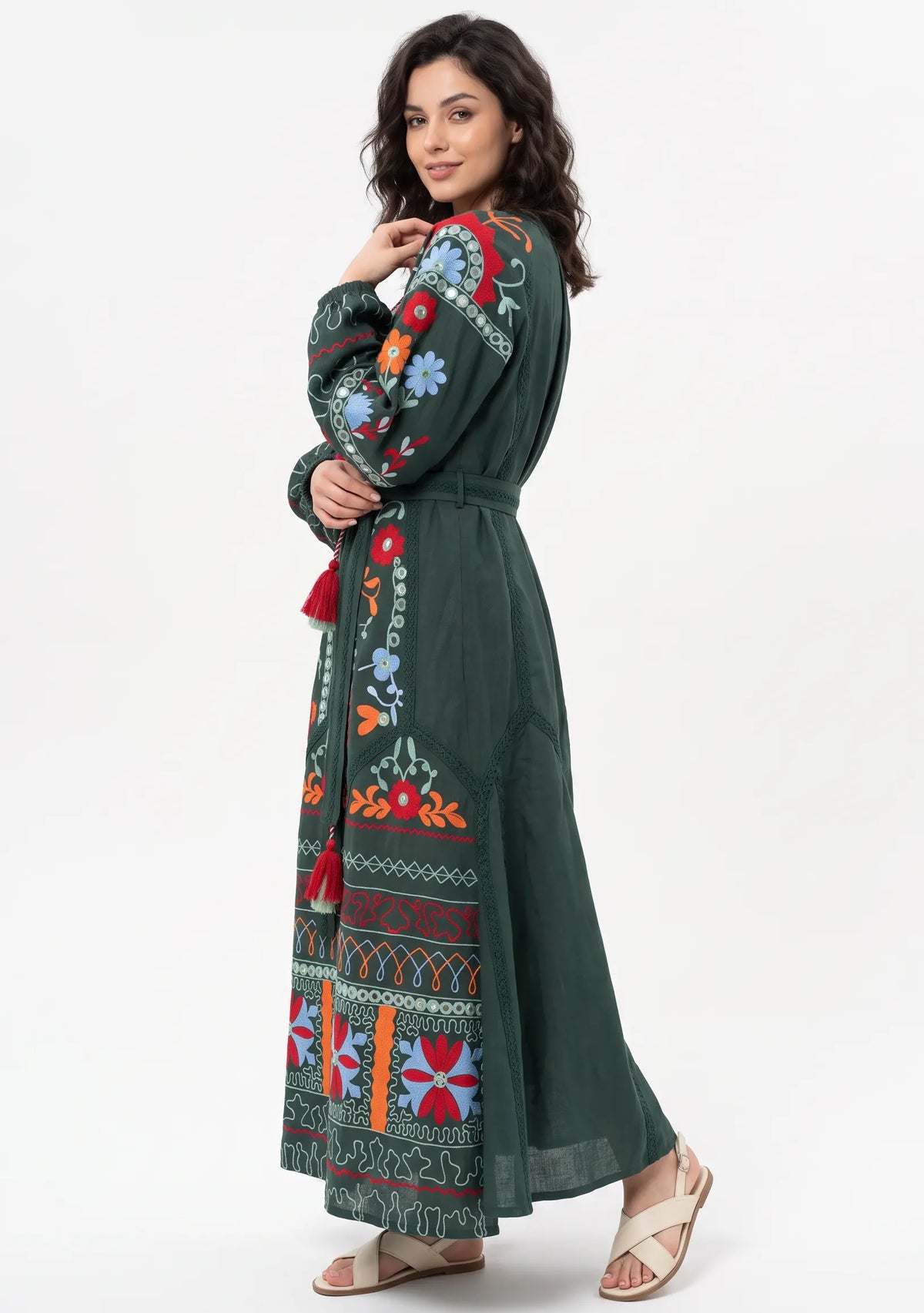 Women’s Cotton Hand-Embroidered Maxi Dress - Hami