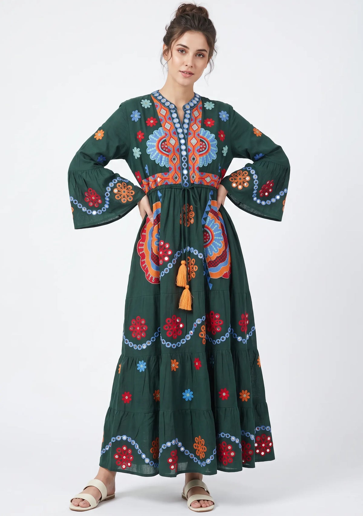 Women’s Cotton Hand-Embroidered Long Tunic - Sara