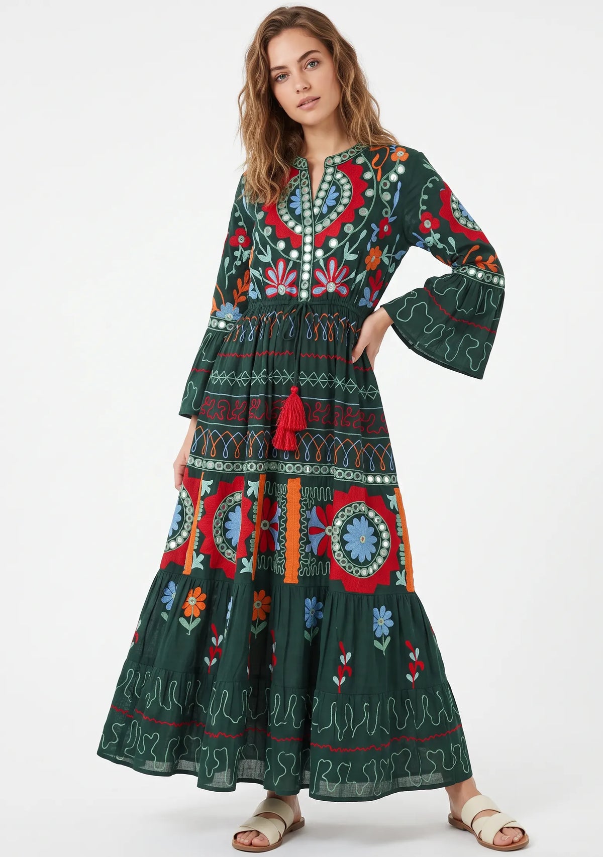 Women’s Cotton Hand-Embroidered Long Tunic - Hami