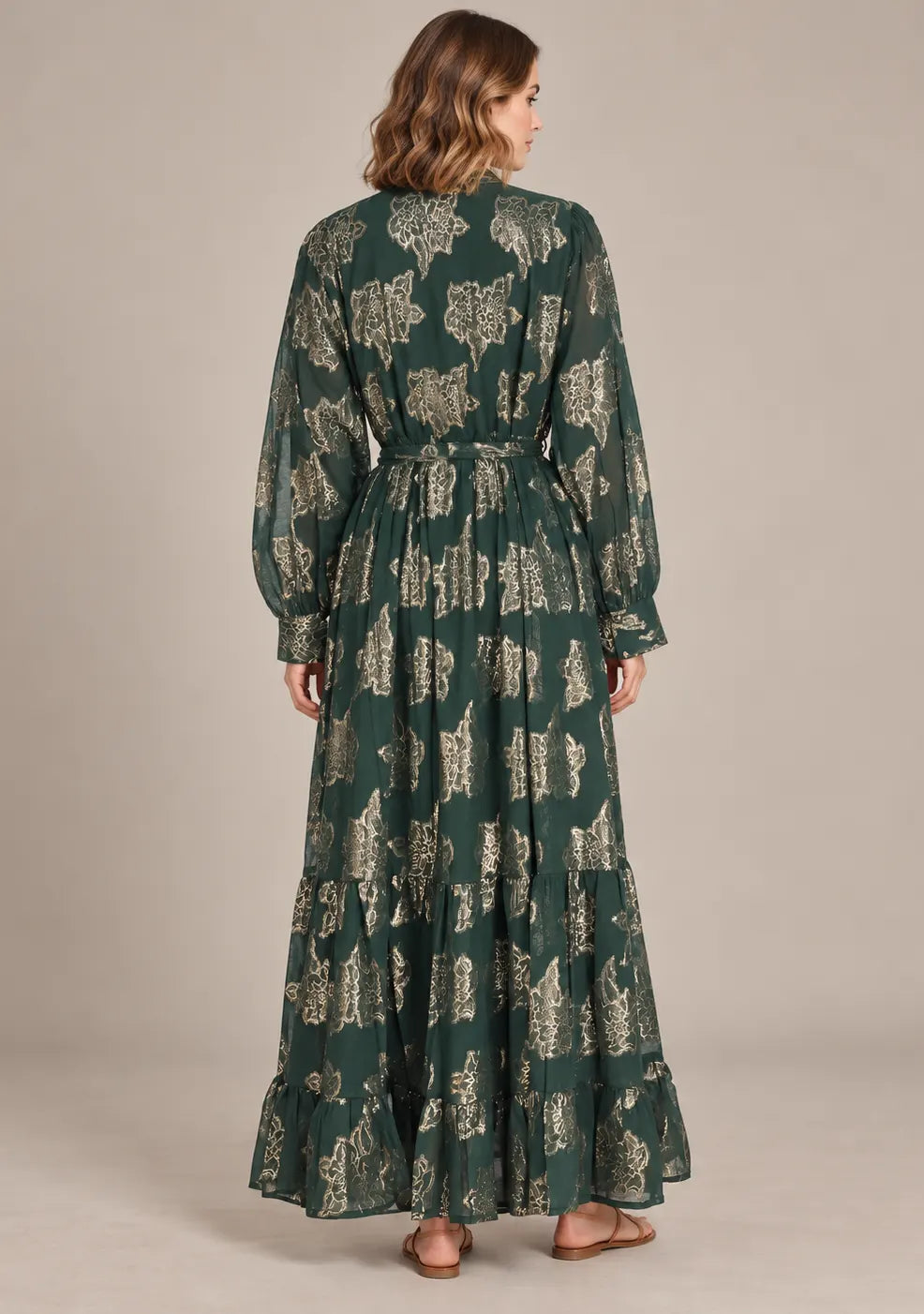 Women’s Hand-Embroidered Cotton Lurex Long Dress - Varsha