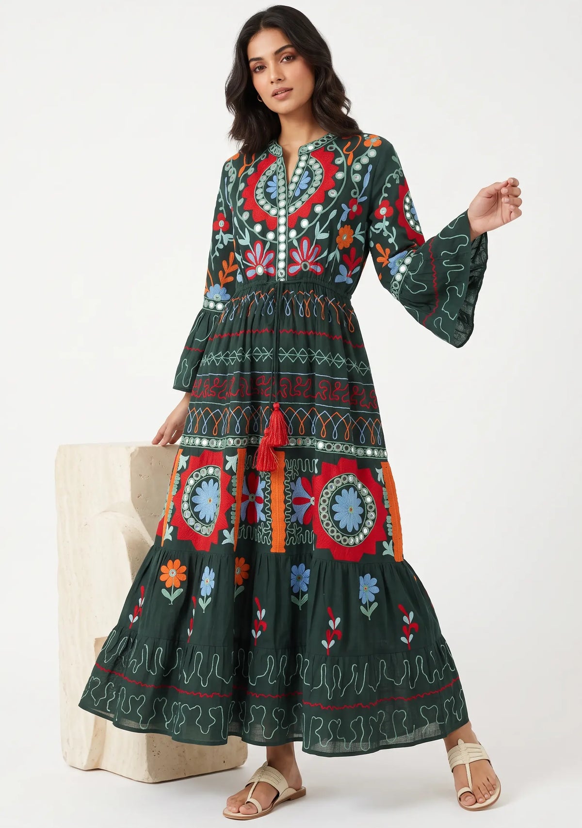 Women’s Cotton Hand-Embroidered Long Tunic - Hami