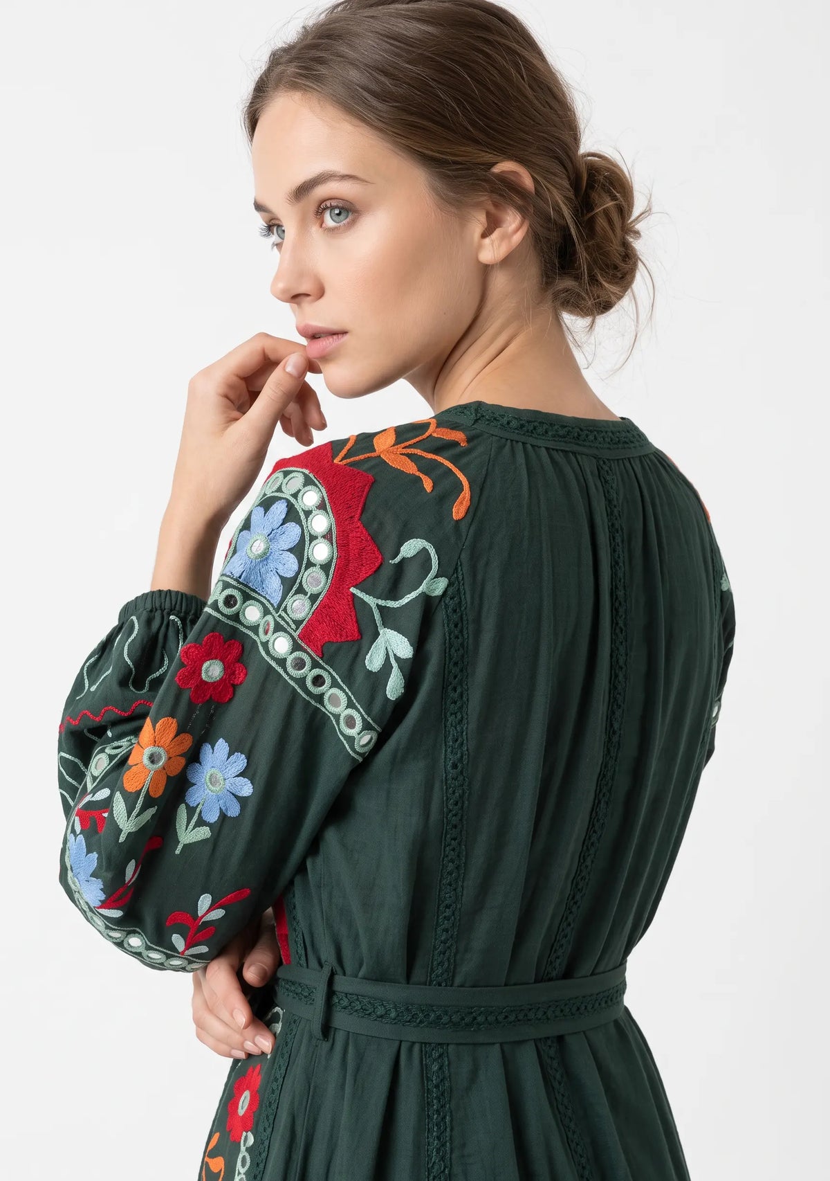 Women’s Cotton Hand-Embroidered Maxi Dress - Hami