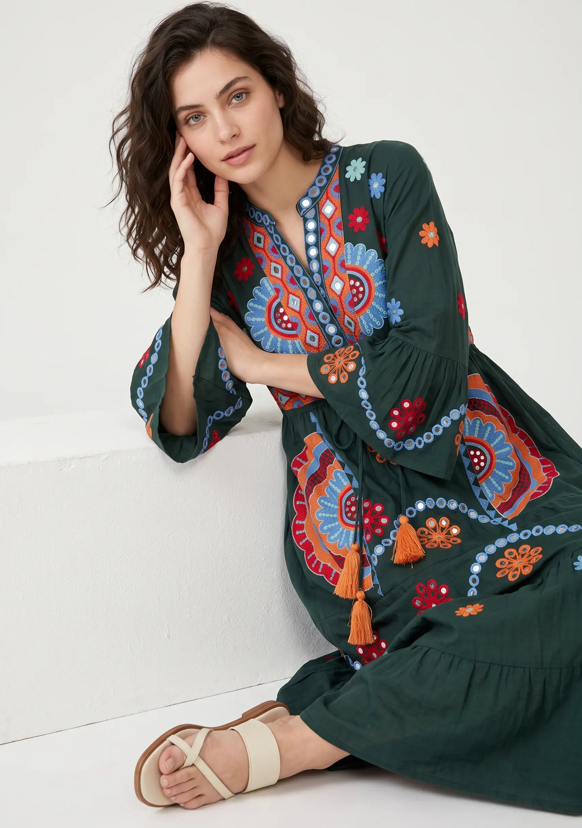 Women’s Cotton Hand-Embroidered Long Tunic - Sara