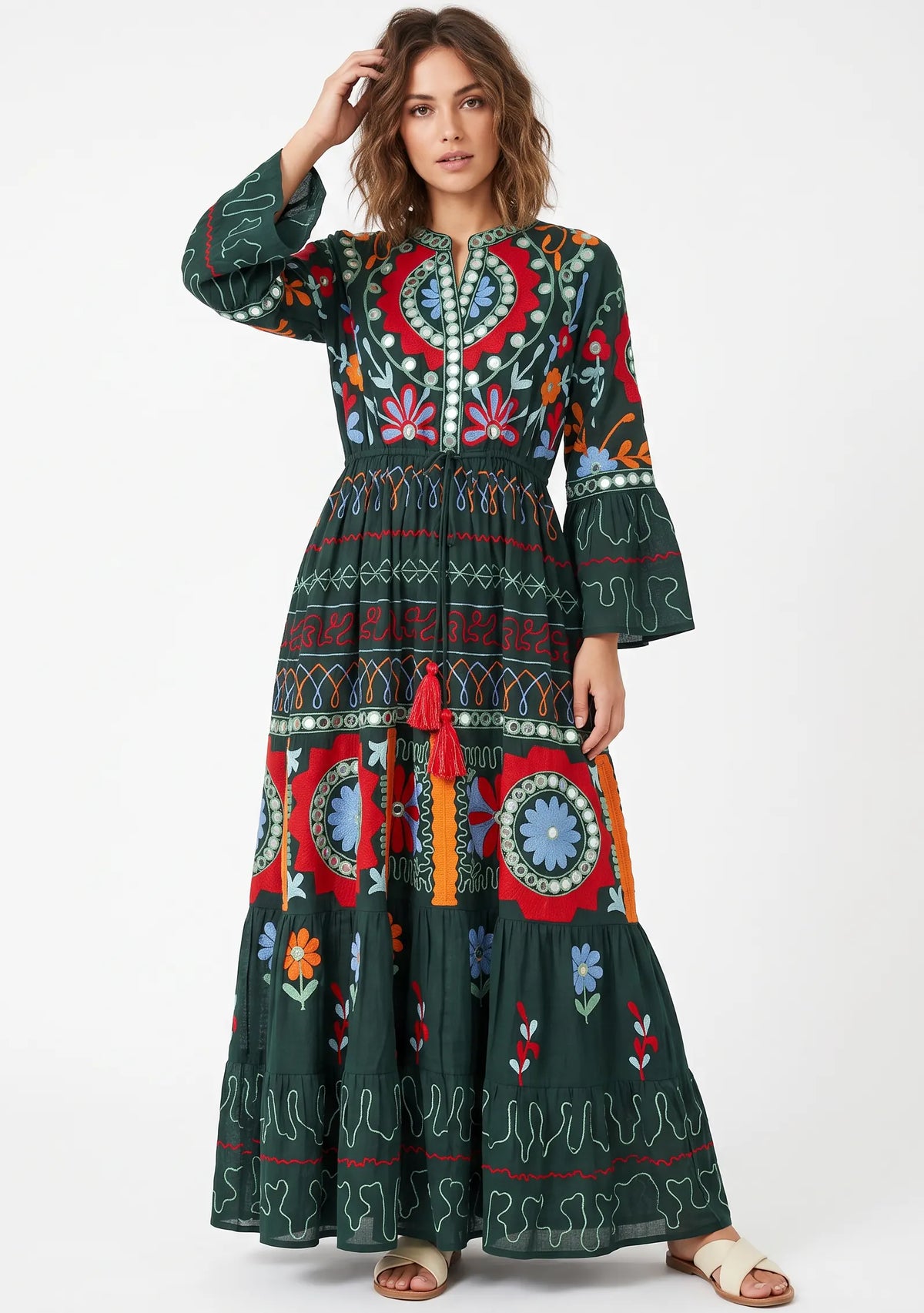 Women’s Cotton Hand-Embroidered Long Tunic - Hami