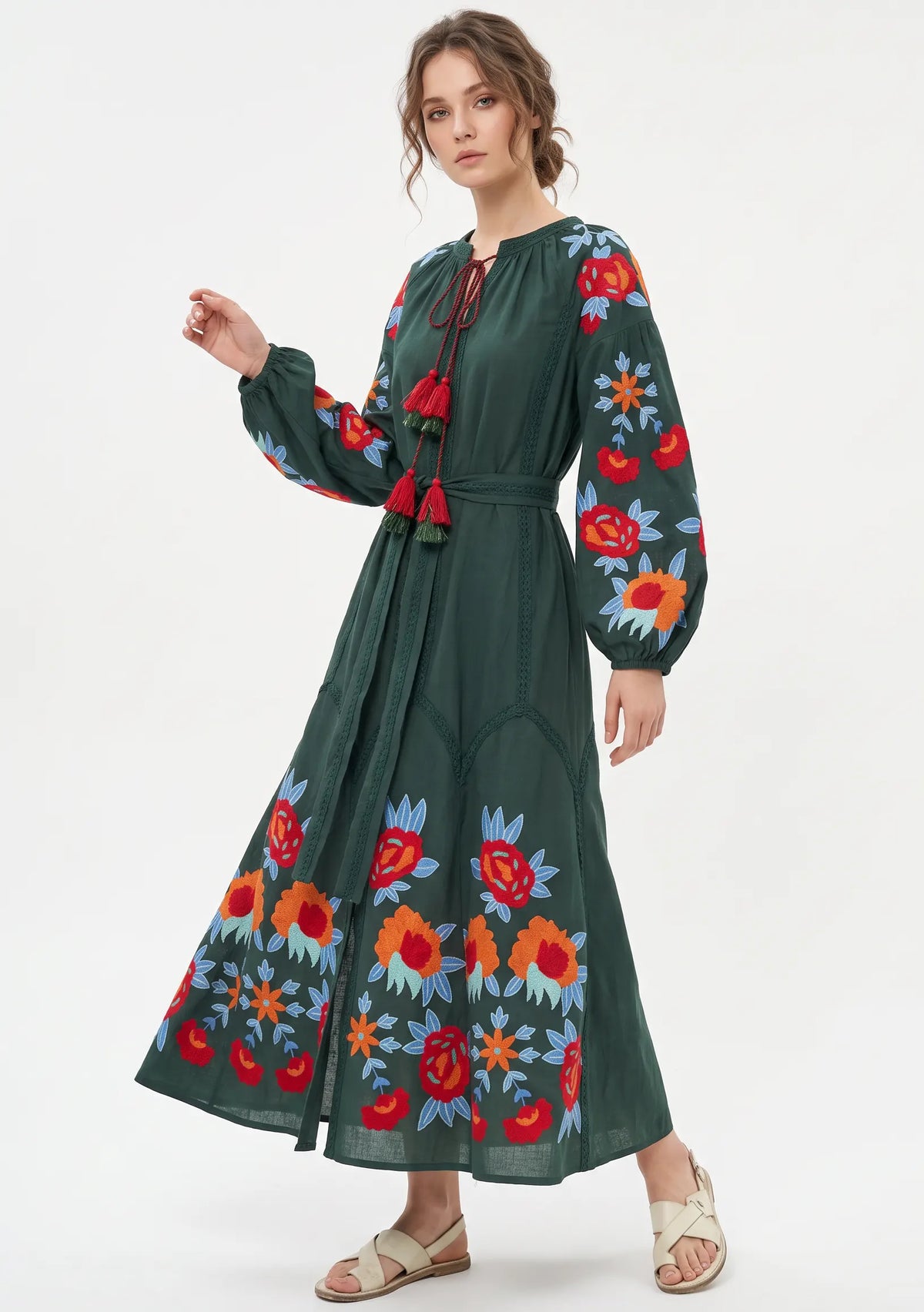 Women’s Cotton Hand-Embroidered Long Dress- Gypsy
