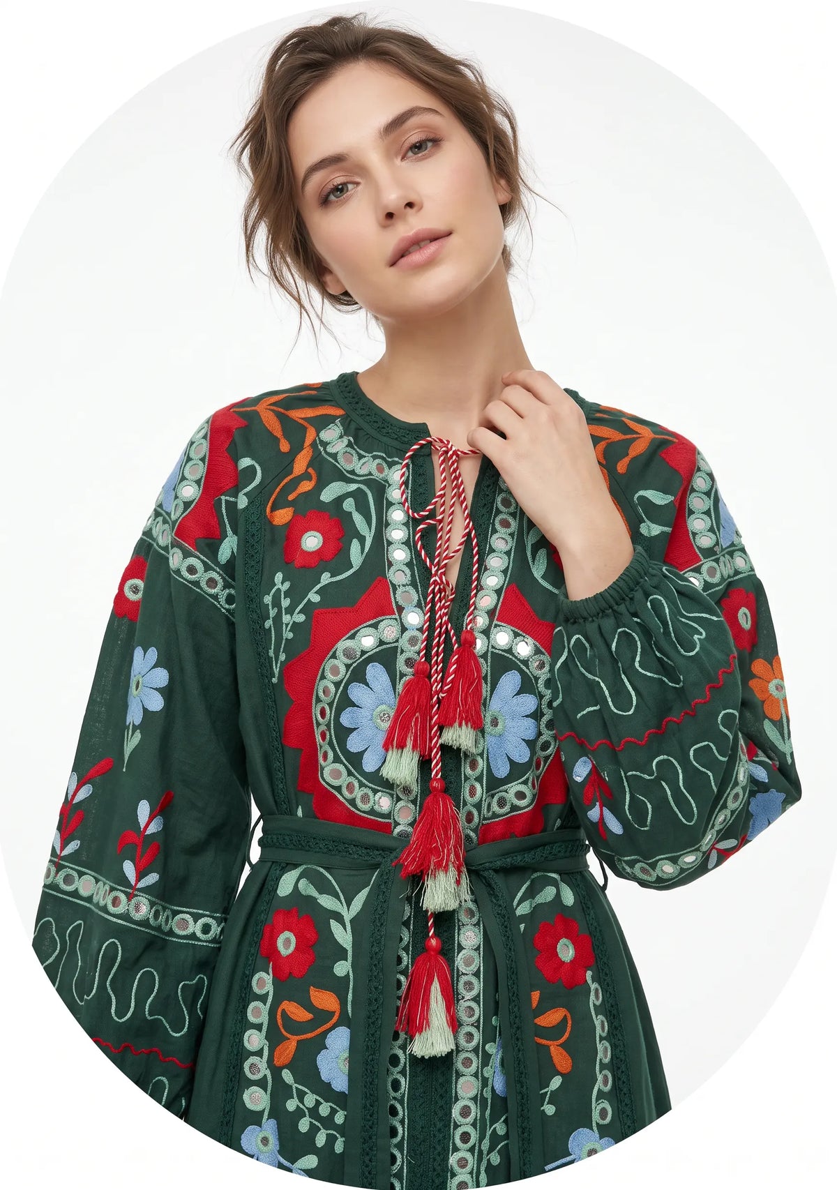 Women’s Cotton Hand-Embroidered Maxi Dress - Hami