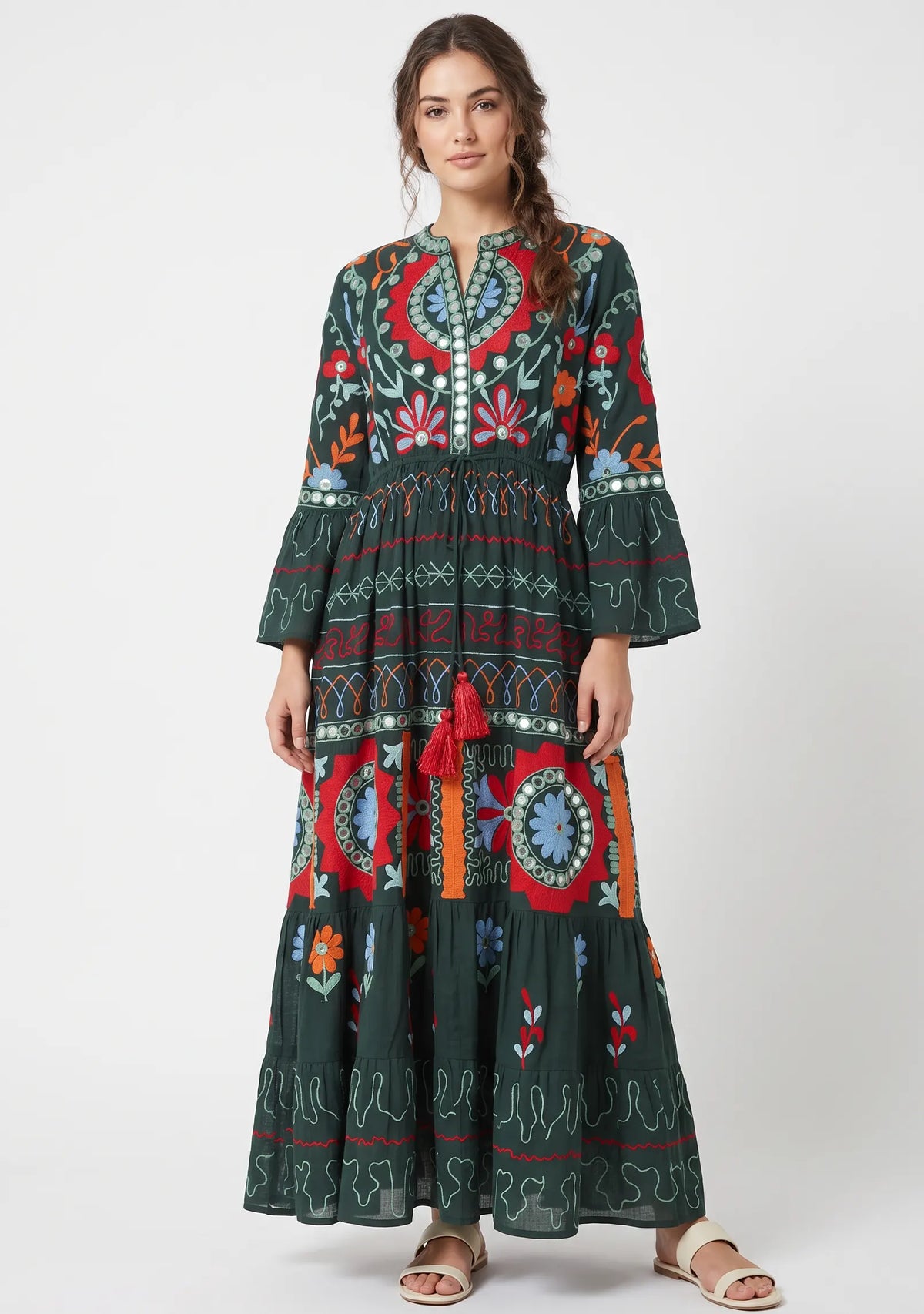 Women’s Cotton Hand-Embroidered Long Tunic - Hami