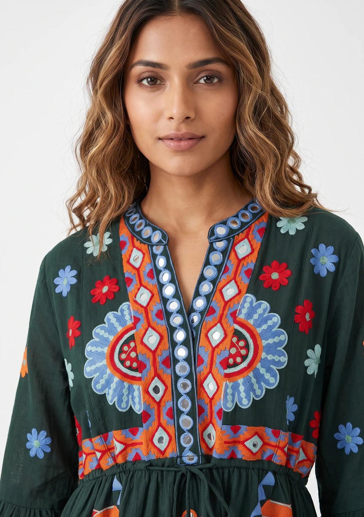 Women’s Cotton Hand-Embroidered Long Tunic - Sara