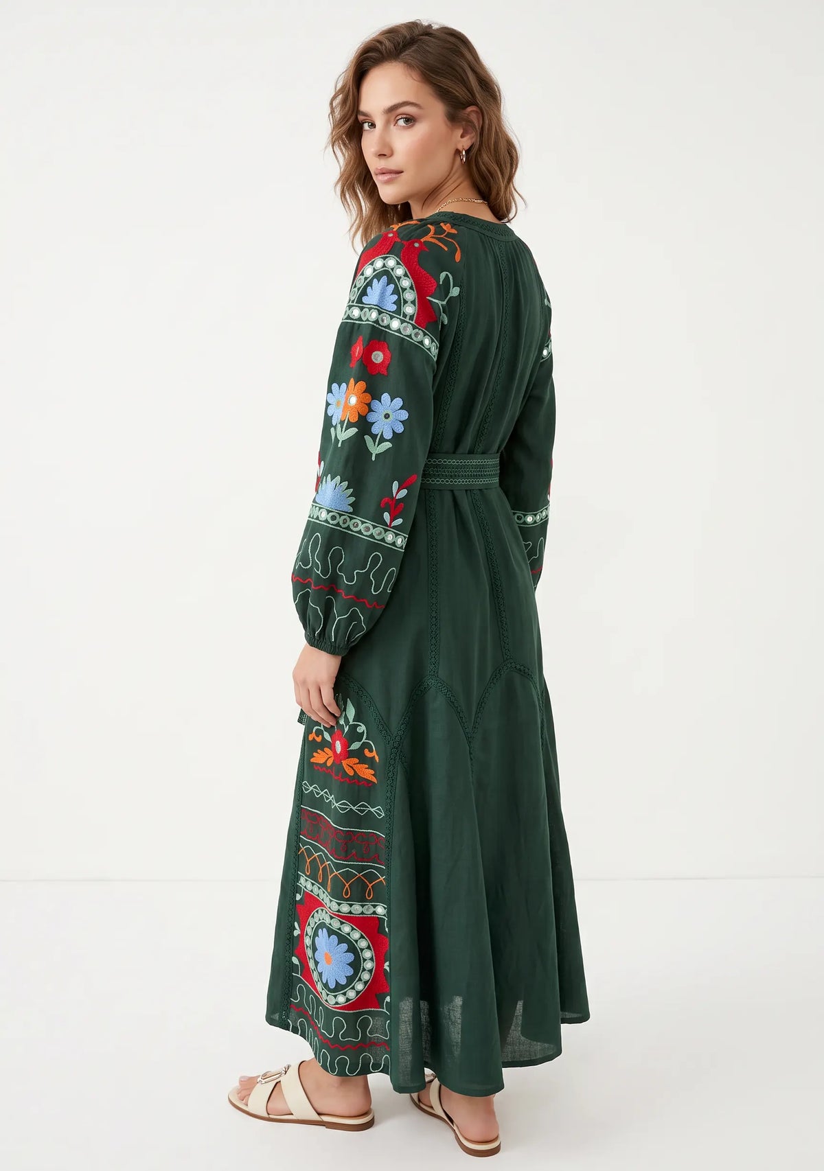 Women’s Cotton Hand-Embroidered Maxi Dress - Hami
