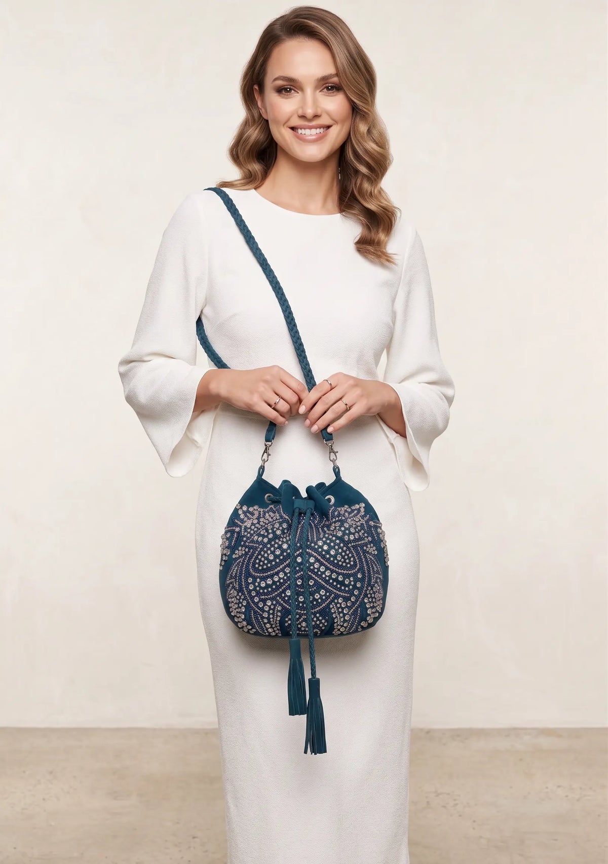 ibBan Hand-Embroidered Green Potli Bag with Beadwork - Masum