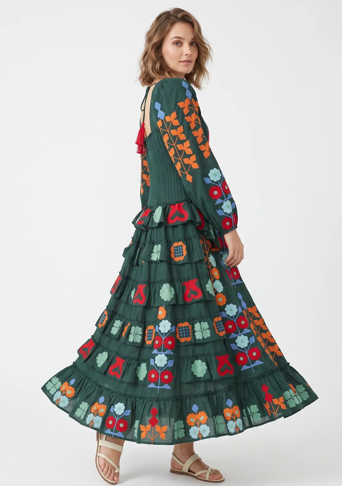 Women’s Cotton Hand-Embroidered Long Dress - Zara