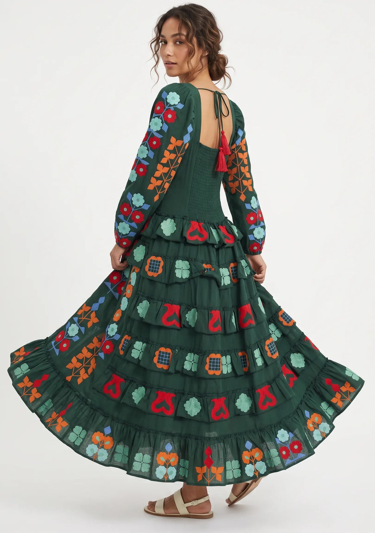 Women’s Cotton Hand-Embroidered Long Dress - Zara