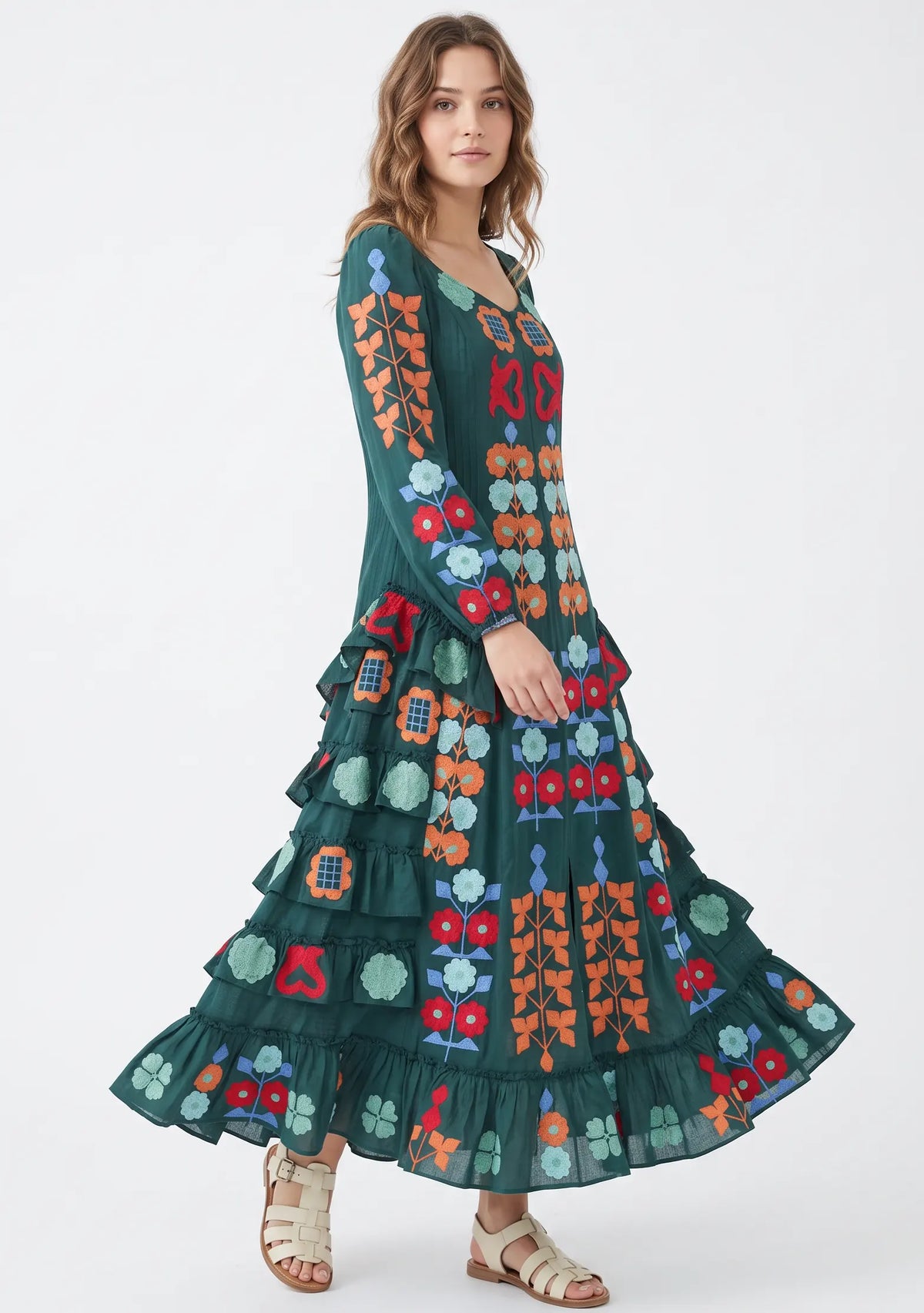 Women’s Cotton Hand-Embroidered Long Dress - Zara