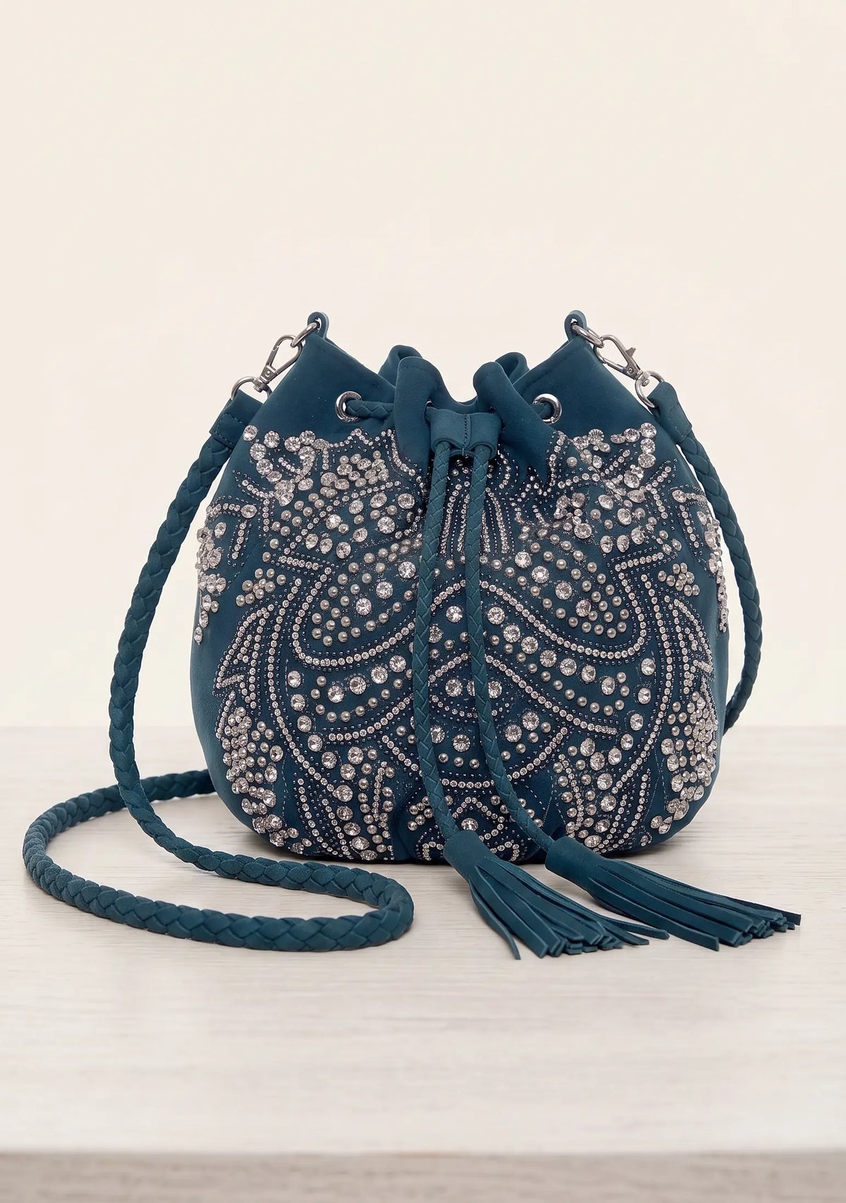 ibBan Hand-Embroidered Canvas Potli Bag with Beadwork - Masum