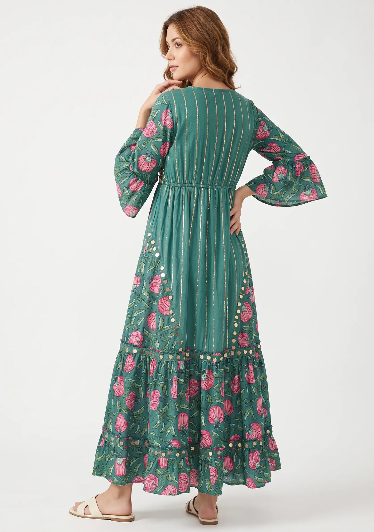 Women’s Cotton Hand-Embroidered Long Dress -Jumani