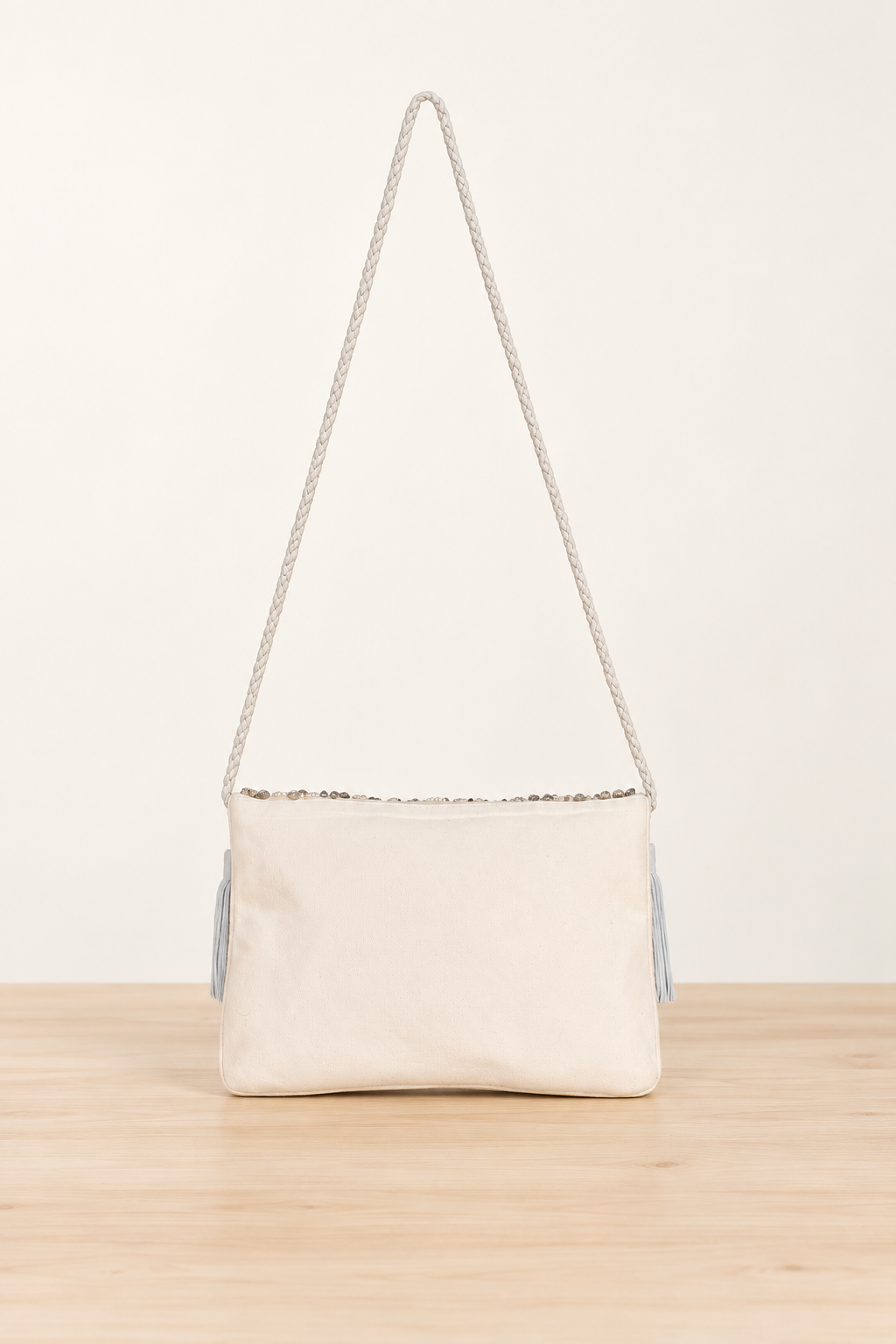 ibBan Hand-Embroidered White wallet with Beadwork - Masum