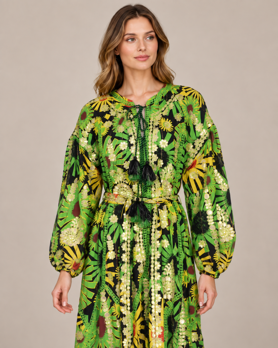 Women’s Hand-Embroidered Long Dress - Fikra