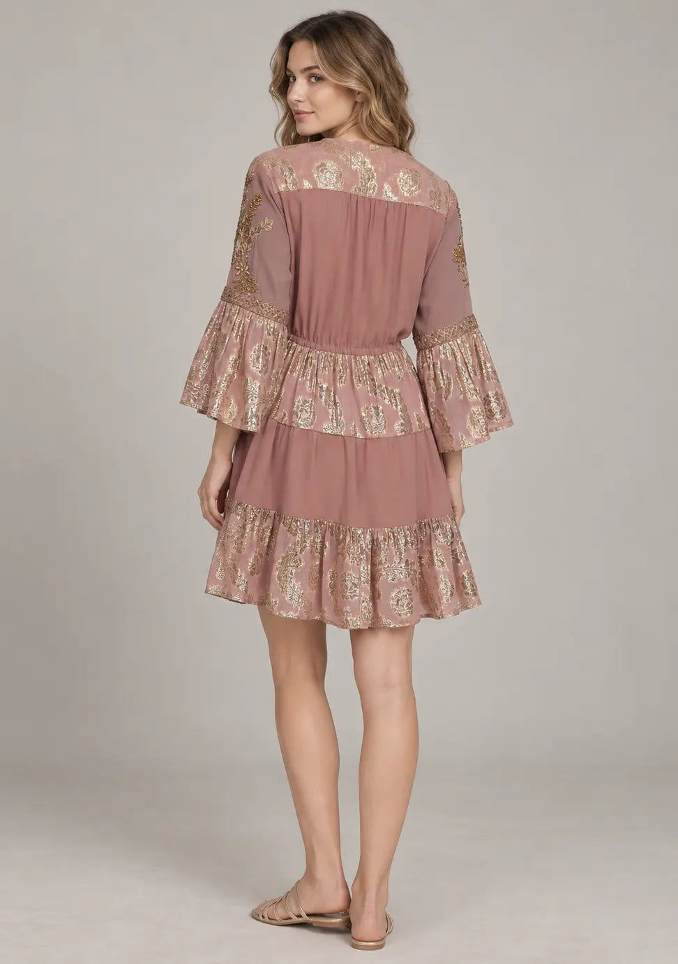 Women’s Cotton Lurex Embroidered Short Tunic Dress - Soha