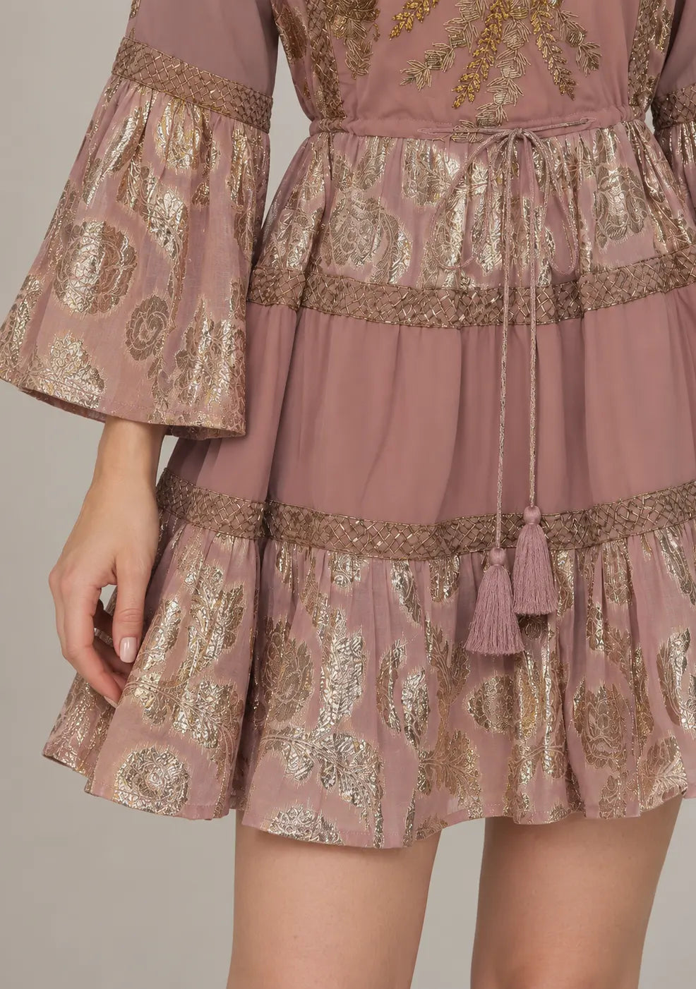 Women’s Cotton Lurex Embroidered Short Tunic Dress - Soha