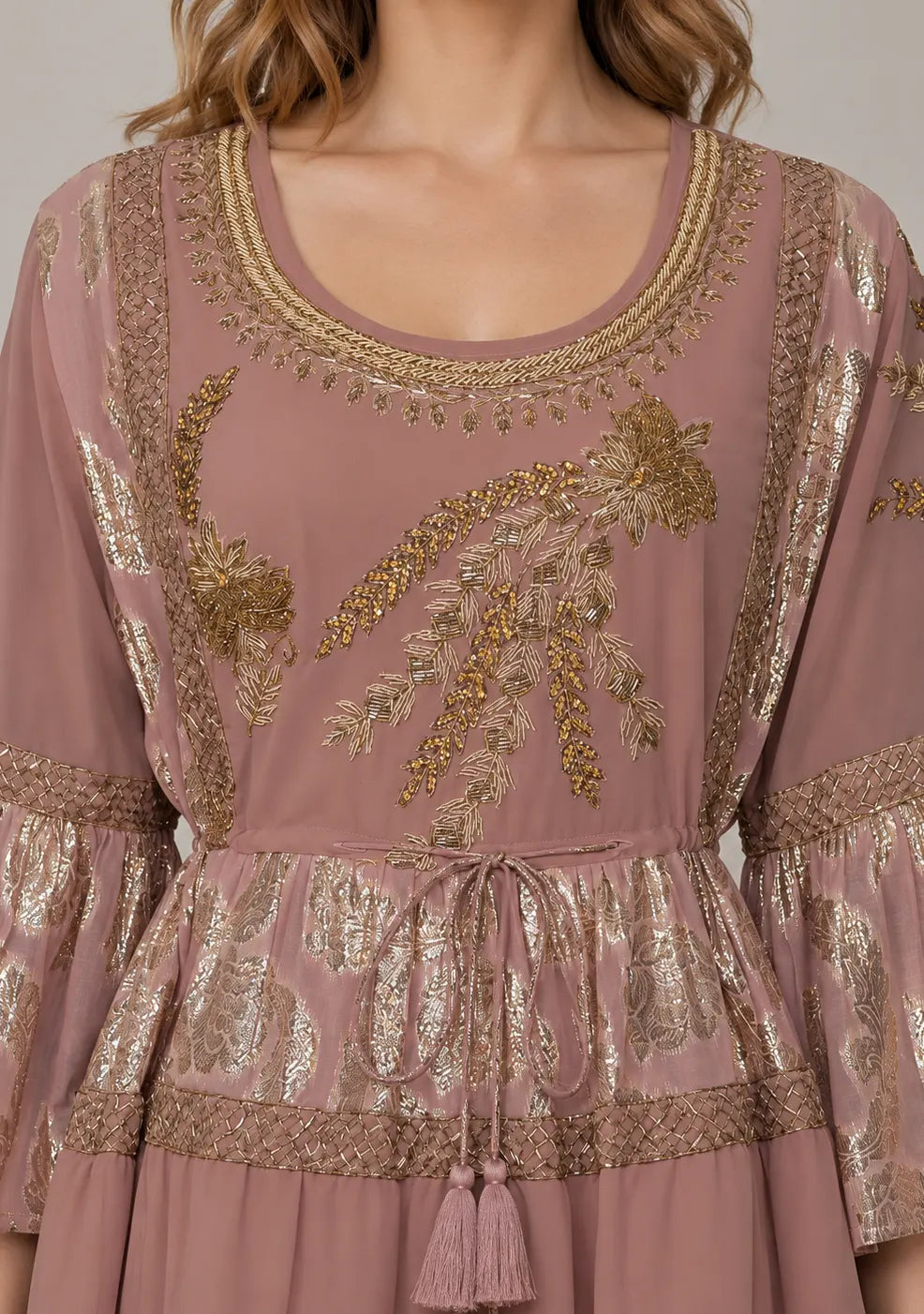 Women’s Cotton Lurex Embroidered Short Tunic Dress - Soha