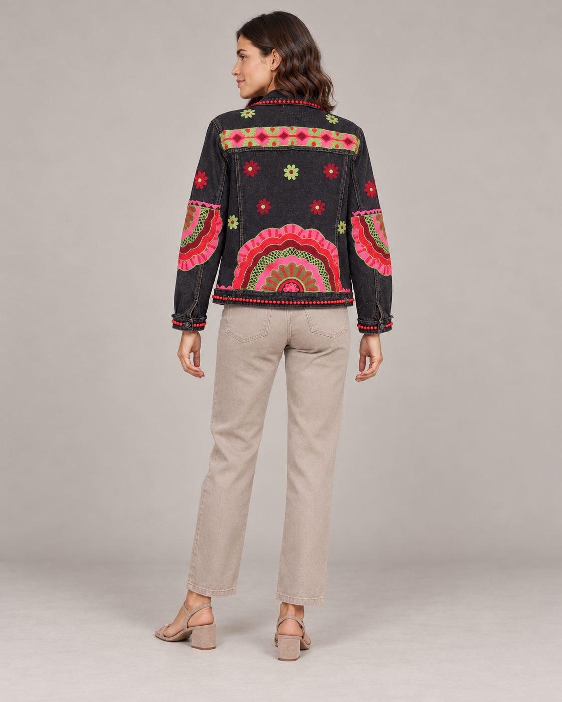 Tarang Black Embroidered Denim Jacket for Women | ibBan