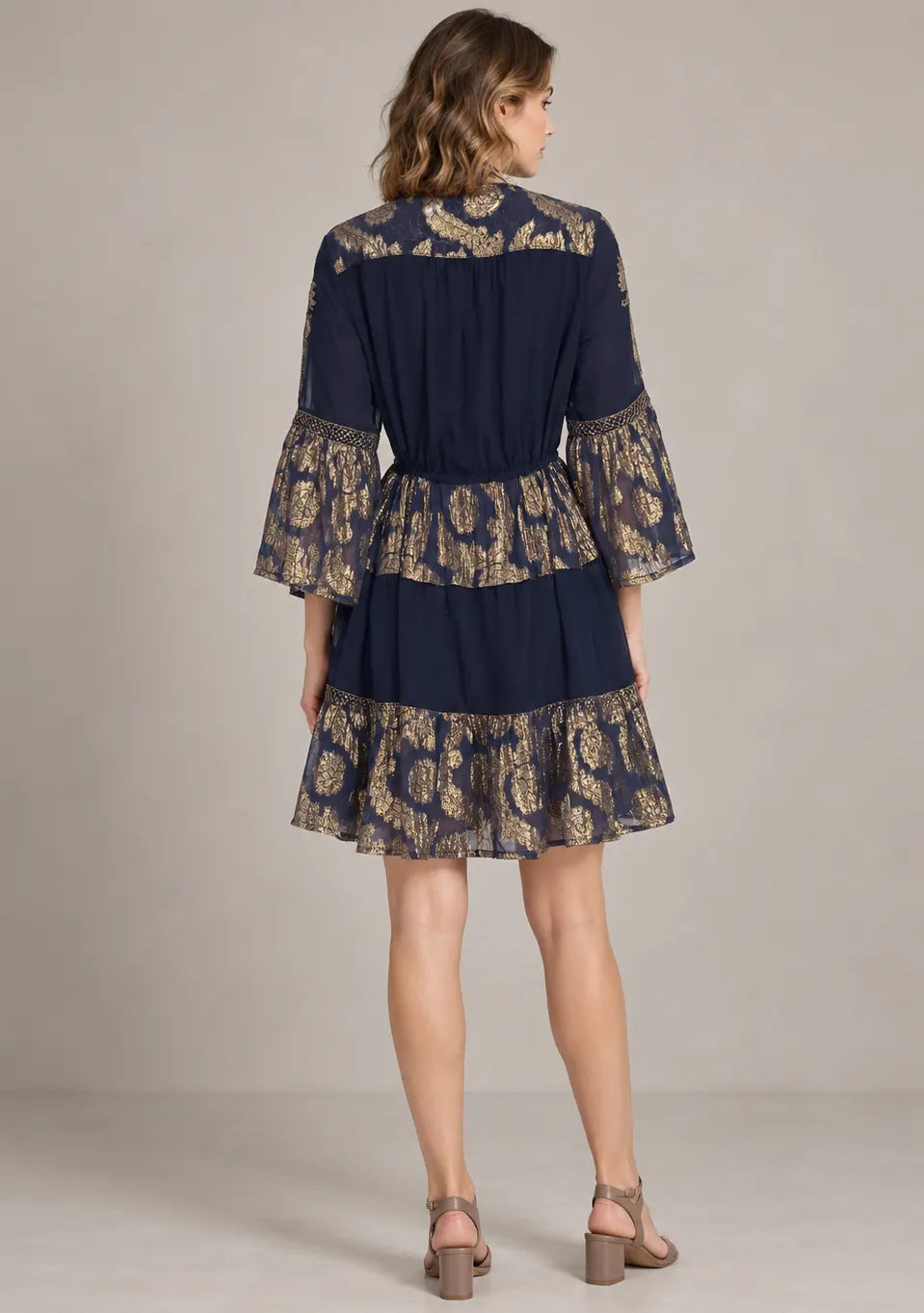 Women’s Cotton Lurex Embroidered Short Tunic Dress - Soha