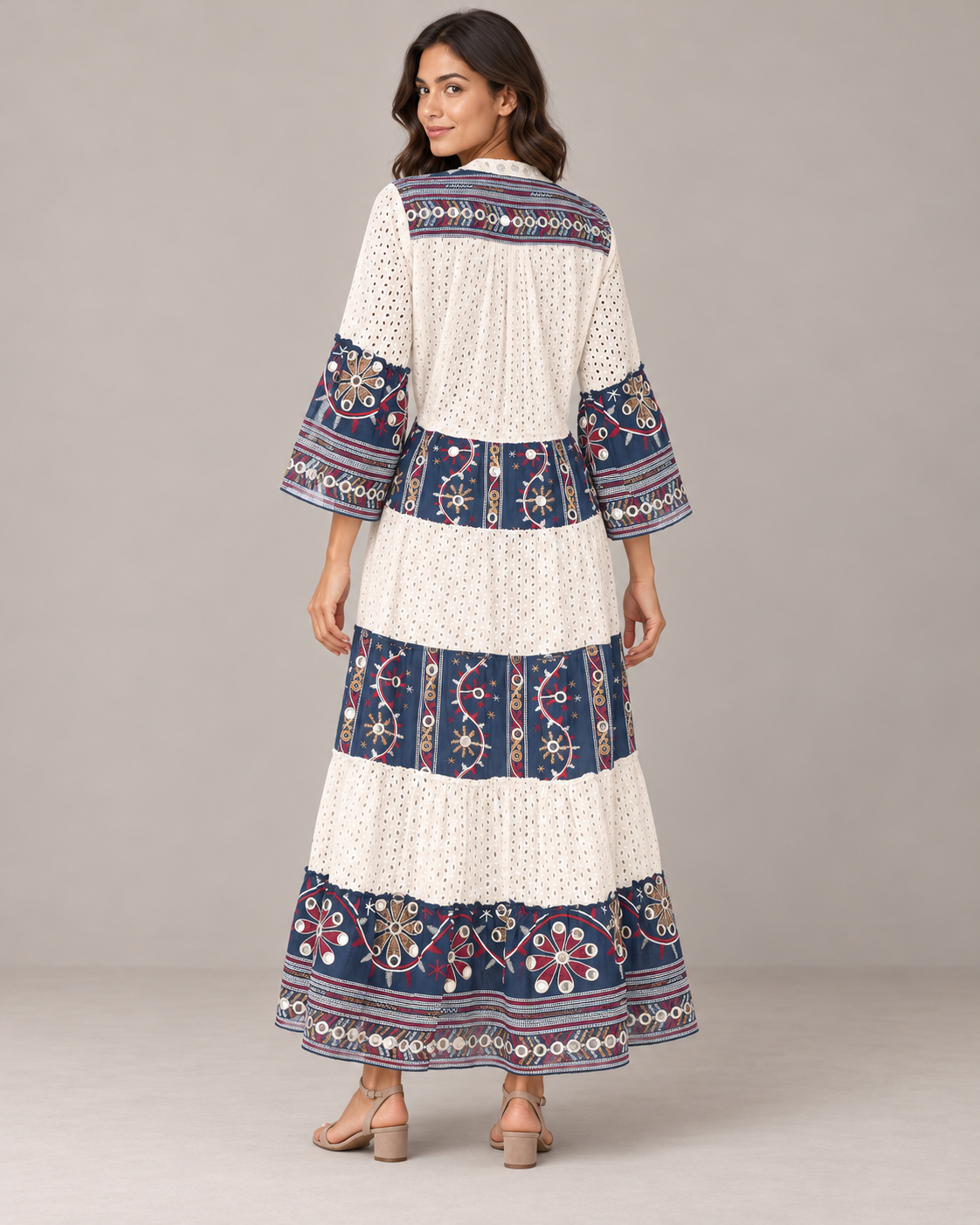 Embroidered Eyelet Mansi Long Tunic with Bell Sleeves | ibBan