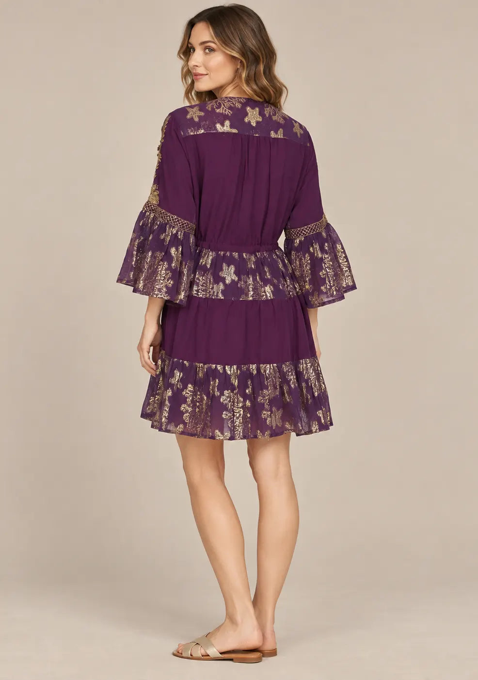 Women’s Cotton Lurex Embroidered Short Tunic - Soha