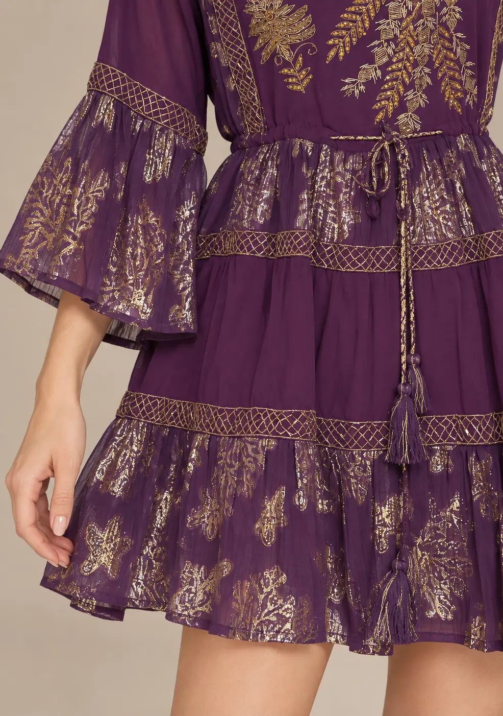 Women’s Cotton Lurex Embroidered Short Tunic - Soha
