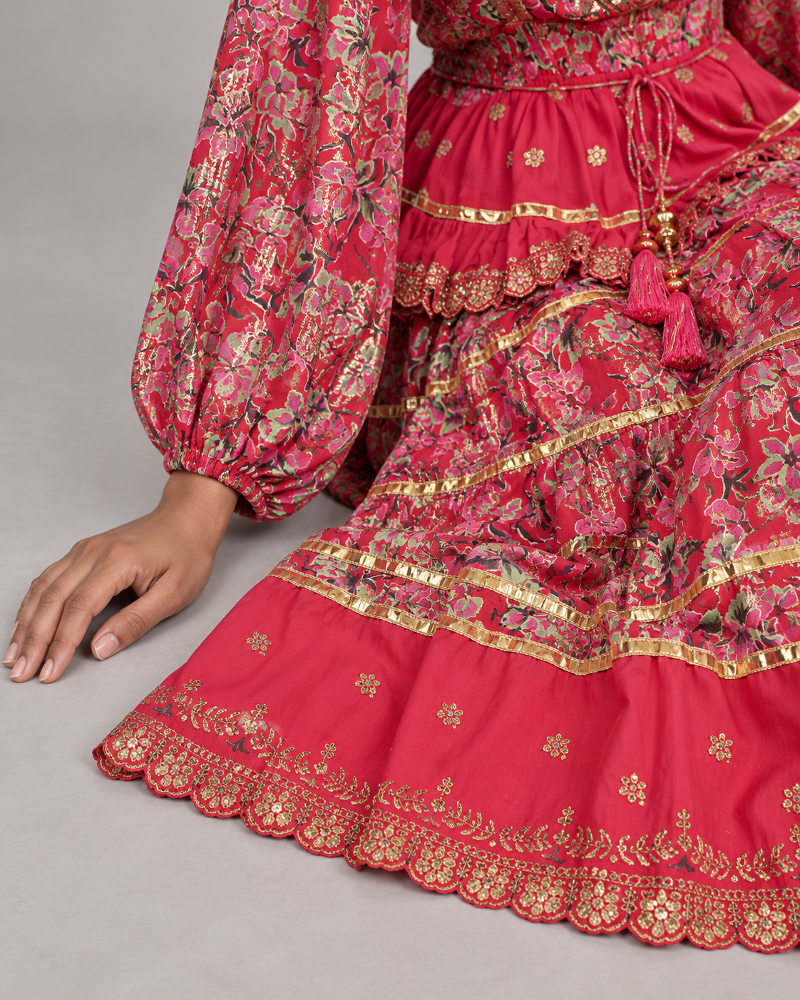 Lurex Long Dress with Metallic Embroidery | ibBan