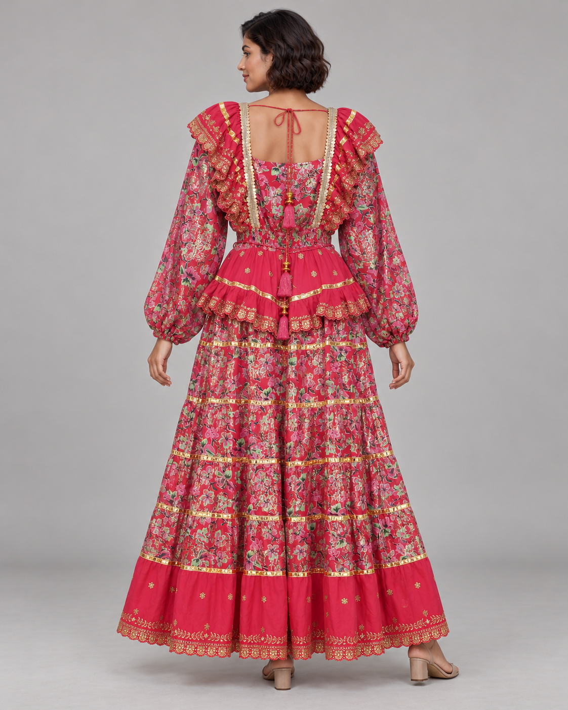 Lurex Long Dress with Metallic Embroidery | ibBan