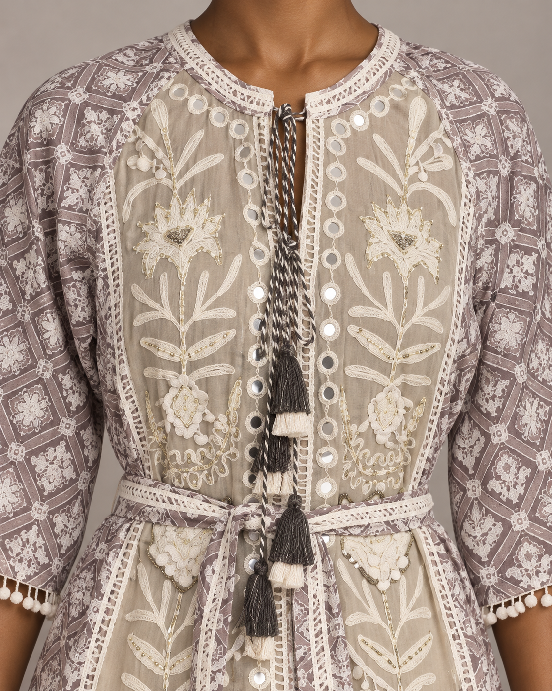 Tina Floral Embroidered Maxi Dress with Bell Sleeves | ibBan