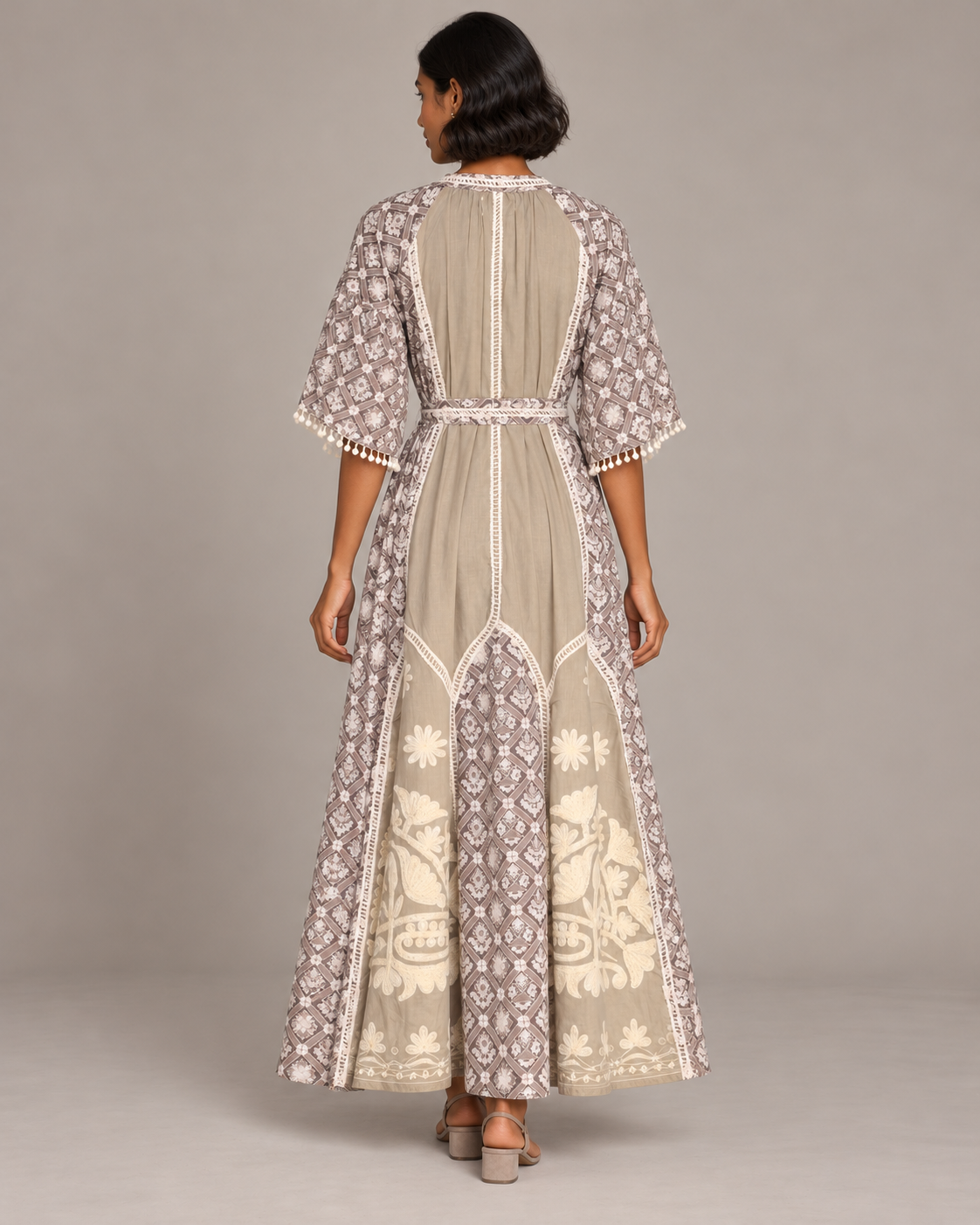 Tina Floral Embroidered Maxi Dress with Bell Sleeves | ibBan