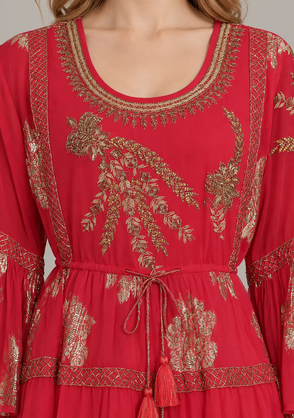 Women’s Cotton Lurex Embroidered Short Tunic - Soha