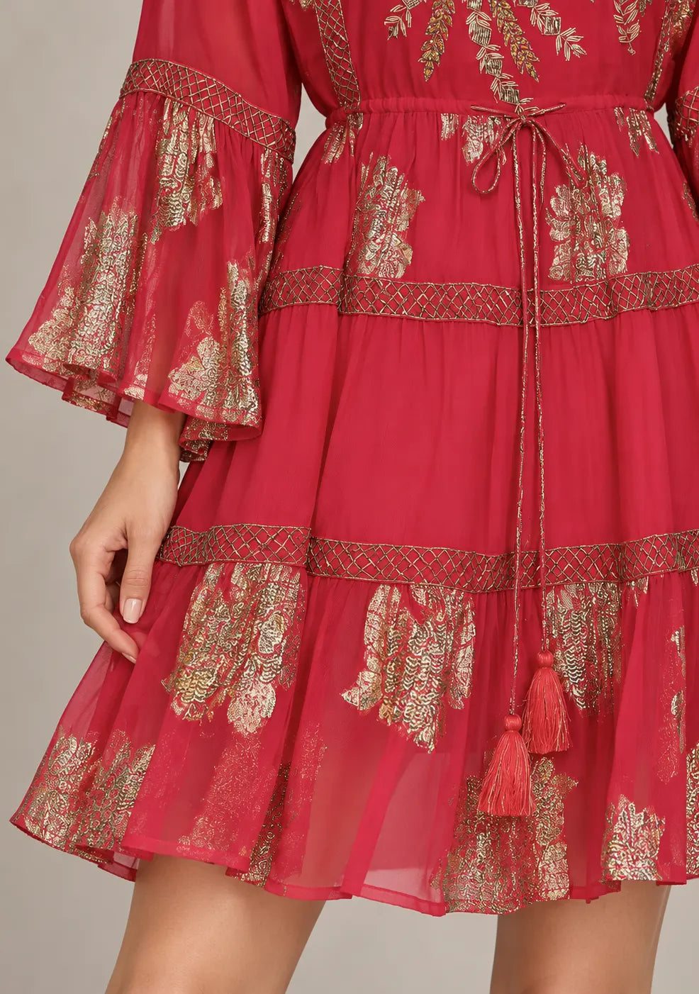 Women’s Cotton Lurex Embroidered Short Tunic - Soha