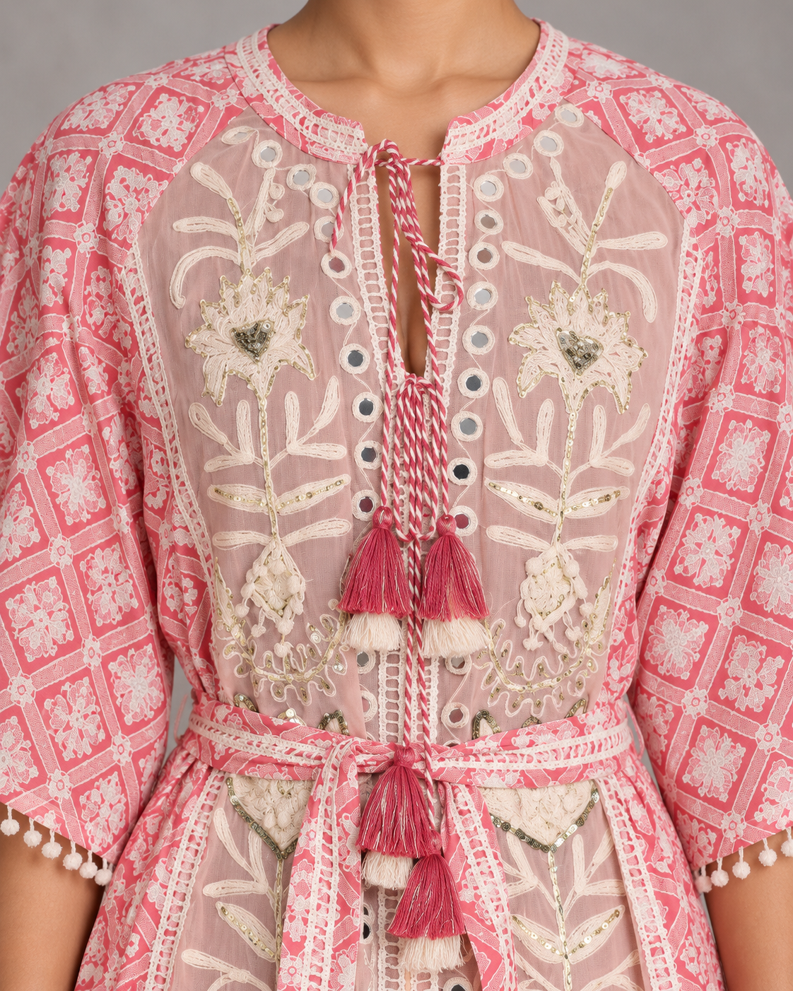 Tina Floral Embroidered Maxi Dress with Bell Sleeves | ibBan
