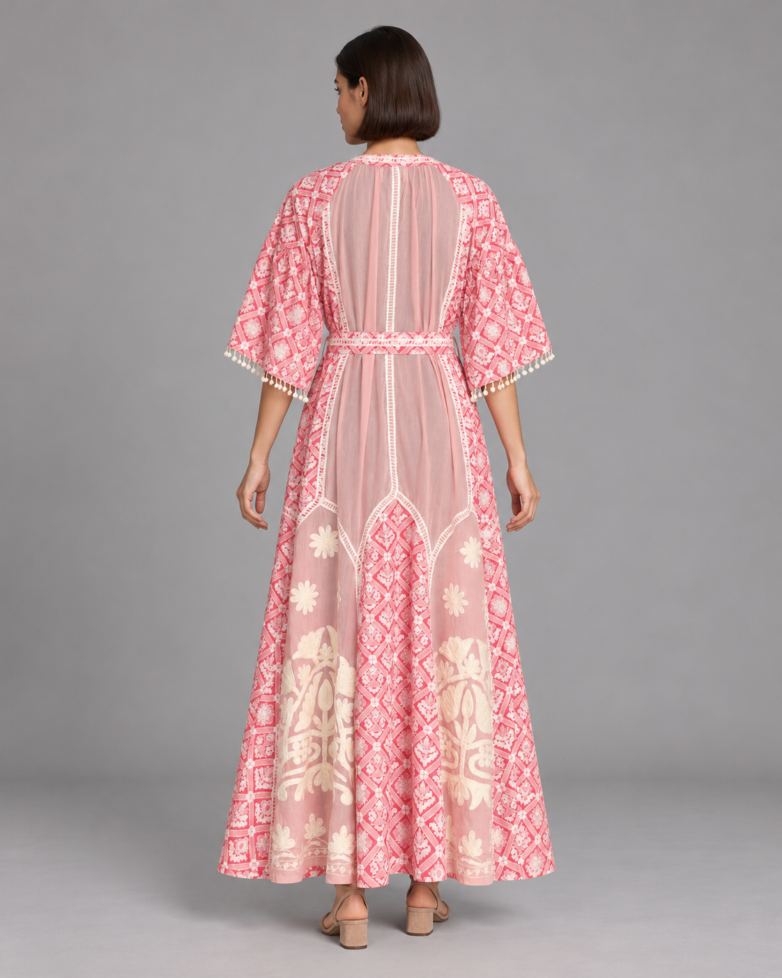 Tina Floral Embroidered Maxi Dress with Bell Sleeves | ibBan
