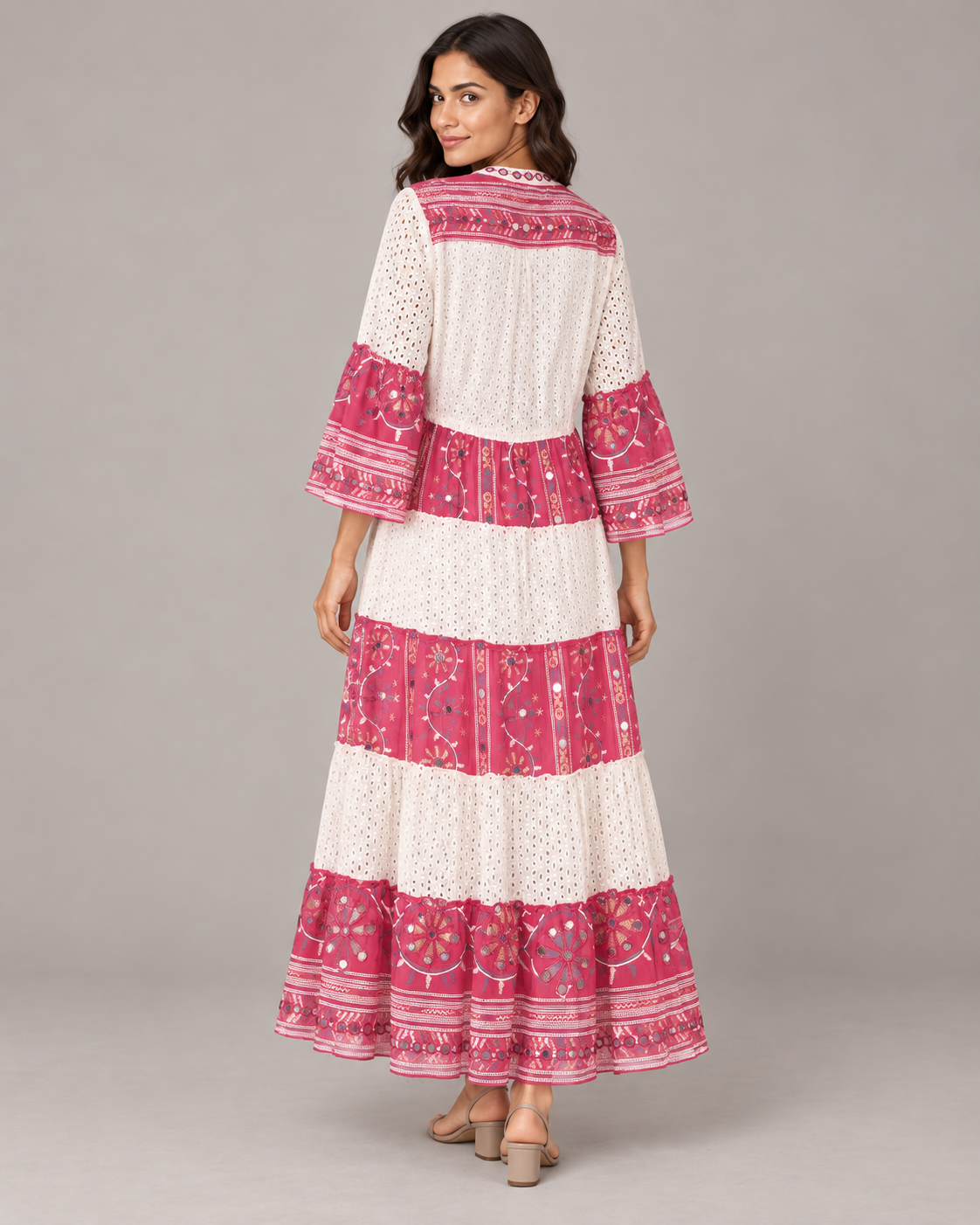 Embroidered Eyelet Mansi Long Tunic with Bell Sleeves | ibBan