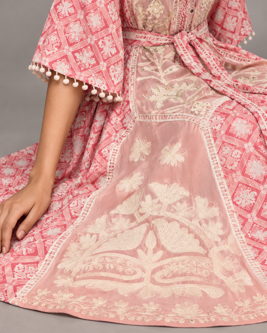 Tina Floral Embroidered Maxi Dress with Bell Sleeves | ibBan